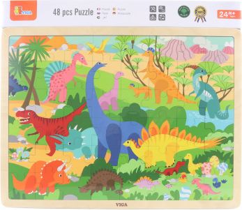 Dřevěné puzzle 48 dílků - dinosauři - obrázek 1
