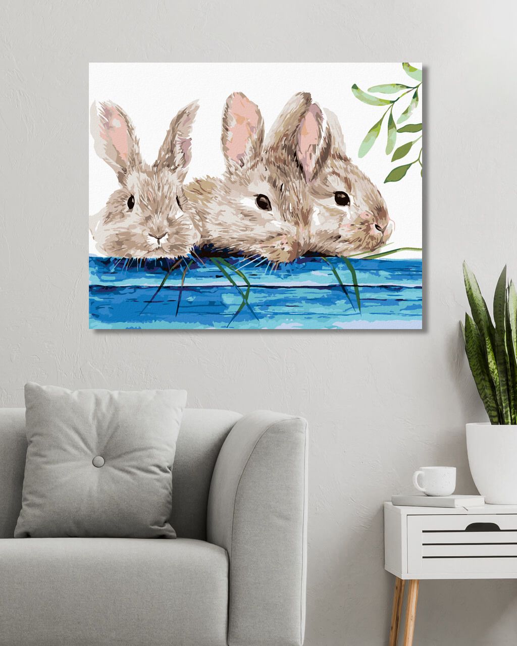 zuty Malování podle čísel - KRÁLÍCI U PLOTU - Rozměr: 40x50 cm, Rámování: Varianta: vypnuté plátno na rám - obrázek 3
