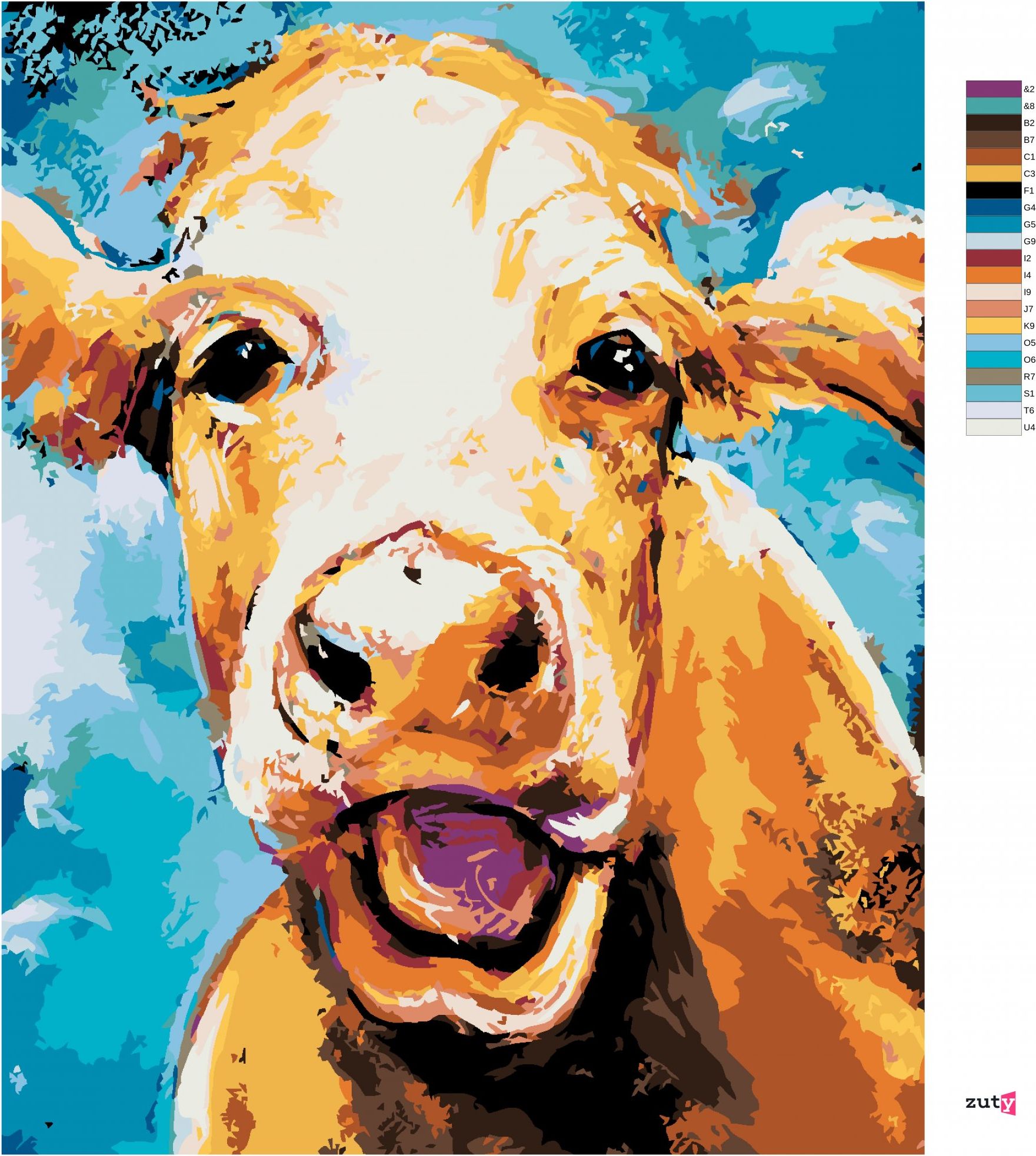 zuty Malování podle čísel - KRÁVA - Rozměr: 40x50 cm, Rámování: Varianta: bez rámu a bez vypnutí plátna - obrázek 3