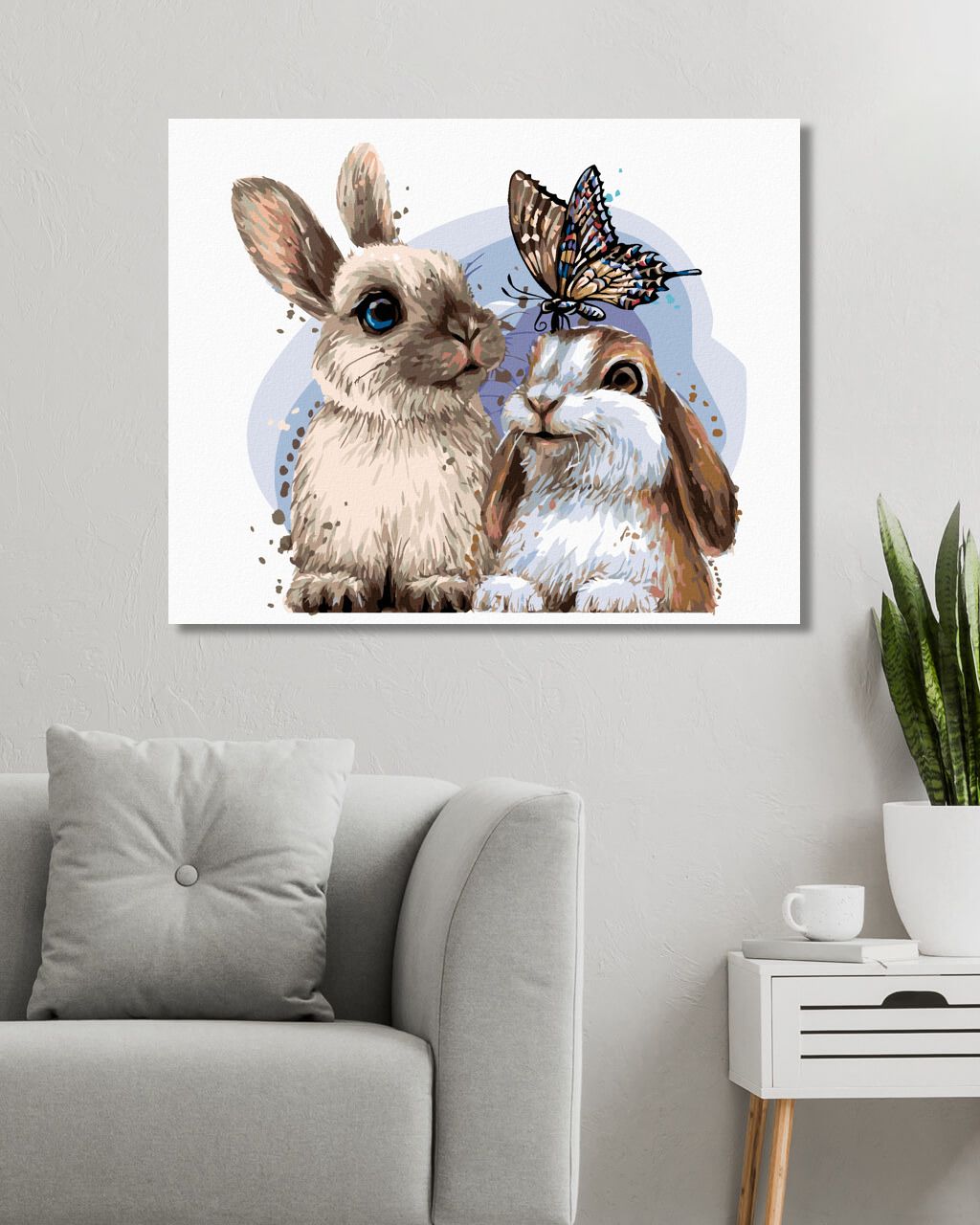 zuty Malování podle čísel - KRÁLÍCI A MOTÝLEK - Rozměr: 40x50 cm, Rámování: Varianta: bez rámu a bez vypnutí plátna - obrázek 4