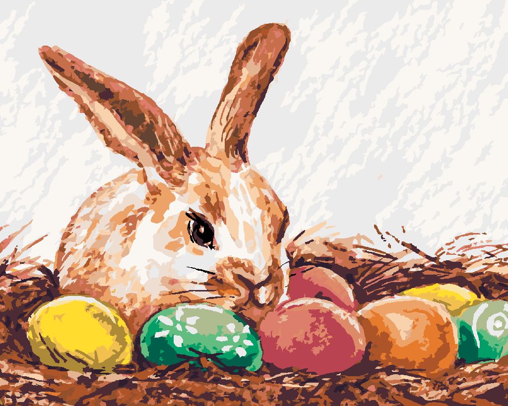 zuty Malování podle čísel - KRÁLÍK A BAREVNÉ VAJÍČKA - Rozměr: 40x50 cm, Rámování: Varianta: bez rámu a bez vypnutí plátna - obrázek 9