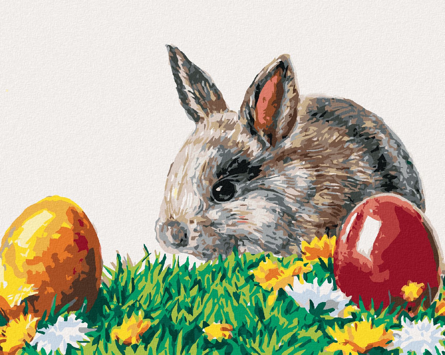 zuty Malování podle čísel - KRÁLÍK A VELIKONOČNÍ VAJÍČKA - Rozměr: 40x50 cm, Rámování: Varianta: vypnuté plátno na rám - obrázek 1