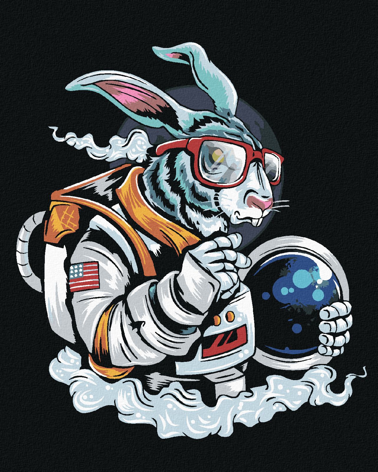 zuty Malování podle čísel - KRÁLÍK KOSMONAUT - Rozměr: 40x50 cm, Rámování: Varianta: bez rámu a bez vypnutí plátna - obrázek 1
