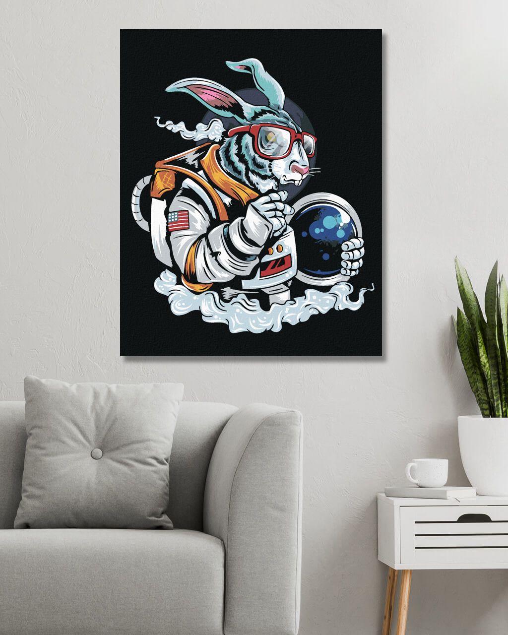 zuty Malování podle čísel - KRÁLÍK KOSMONAUT - Rozměr: 40x50 cm, Rámování: Varianta: bez rámu a bez vypnutí plátna - obrázek 6