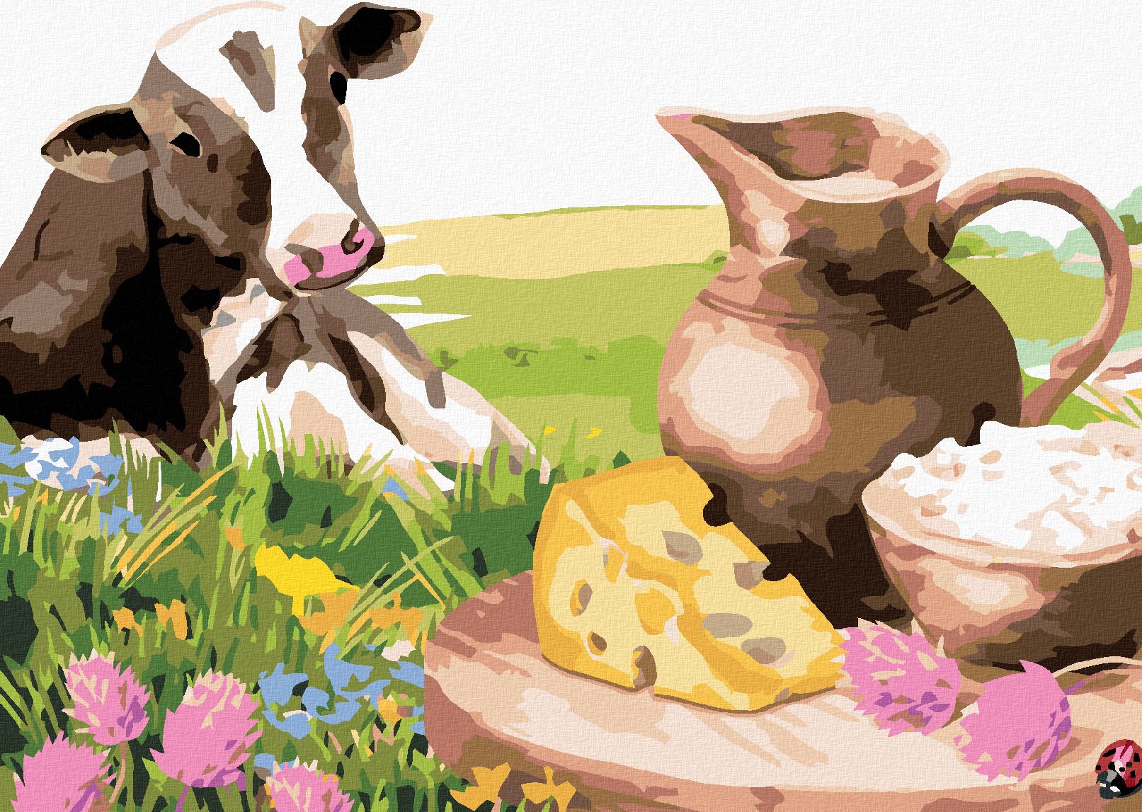 zuty Malování podle čísel - KRÁVA A JEJÍ PIKNIK - Rozměr: 40x50 cm, Rámování: Varianta: bez rámu a bez vypnutí plátna - obrázek 1