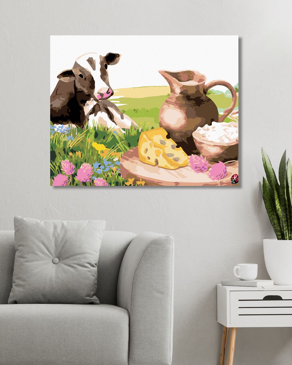 zuty Malování podle čísel - KRÁVA A JEJÍ PIKNIK - Rozměr: 40x50 cm, Rámování: Varianta: bez rámu a bez vypnutí plátna - obrázek 3