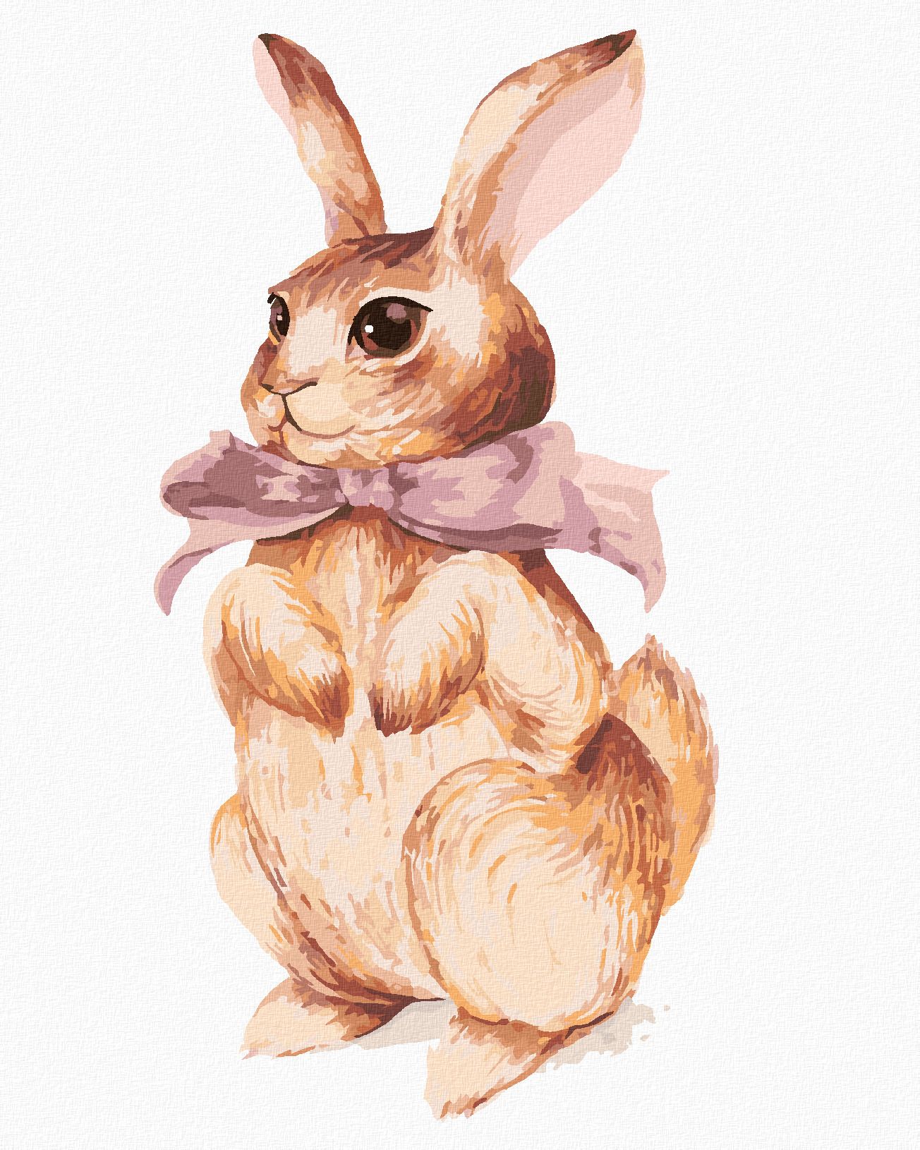 zuty Malování podle čísel - KRÁLÍK S RŮŽOVOU MAŠLIČKOU - Rozměr: 40x50 cm, Rámování: Varianta: vypnuté plátno na rám - obrázek 1
