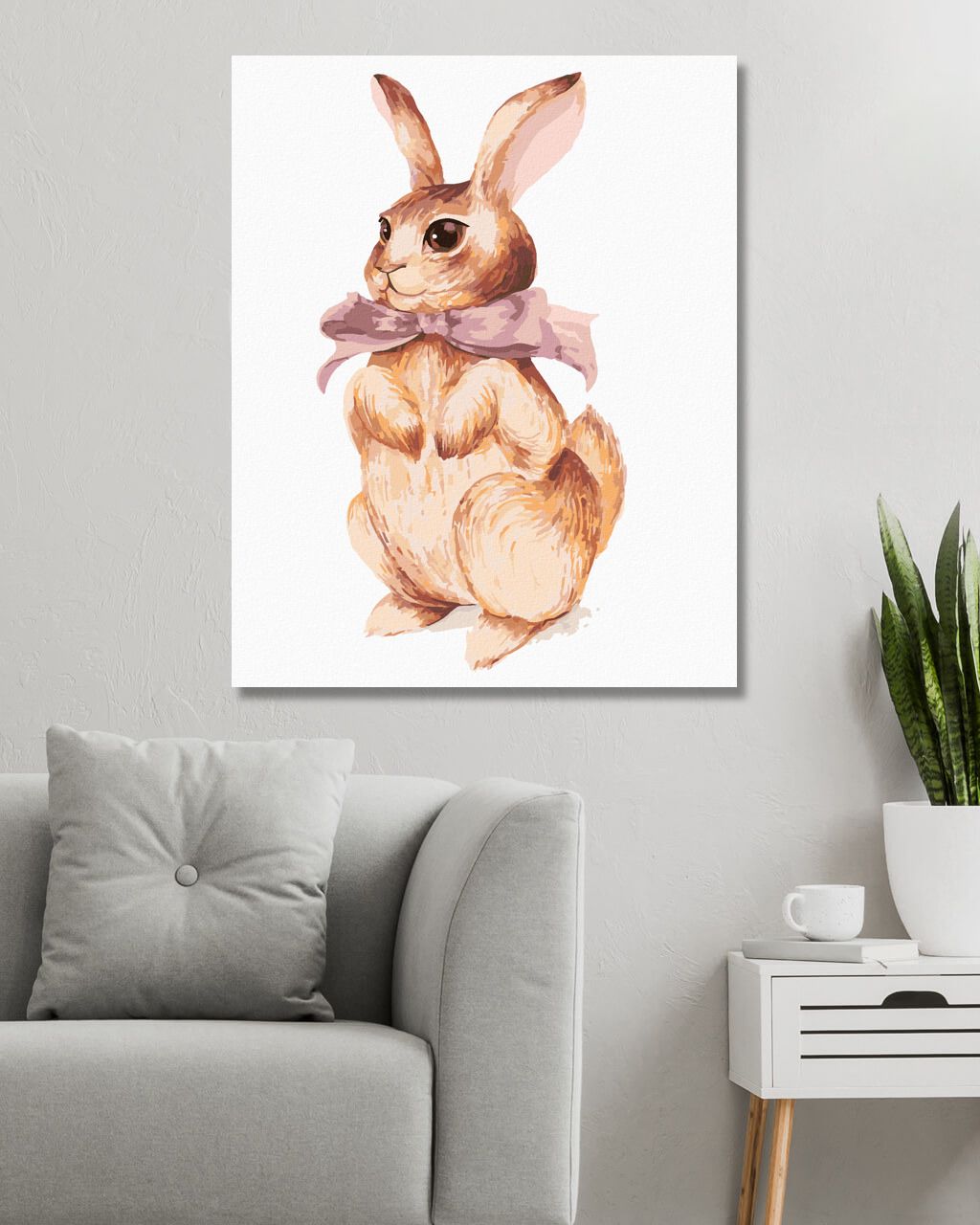 zuty Malování podle čísel - KRÁLÍK S RŮŽOVOU MAŠLIČKOU - Rozměr: 40x50 cm, Rámování: Varianta: vypnuté plátno na rám - obrázek 9