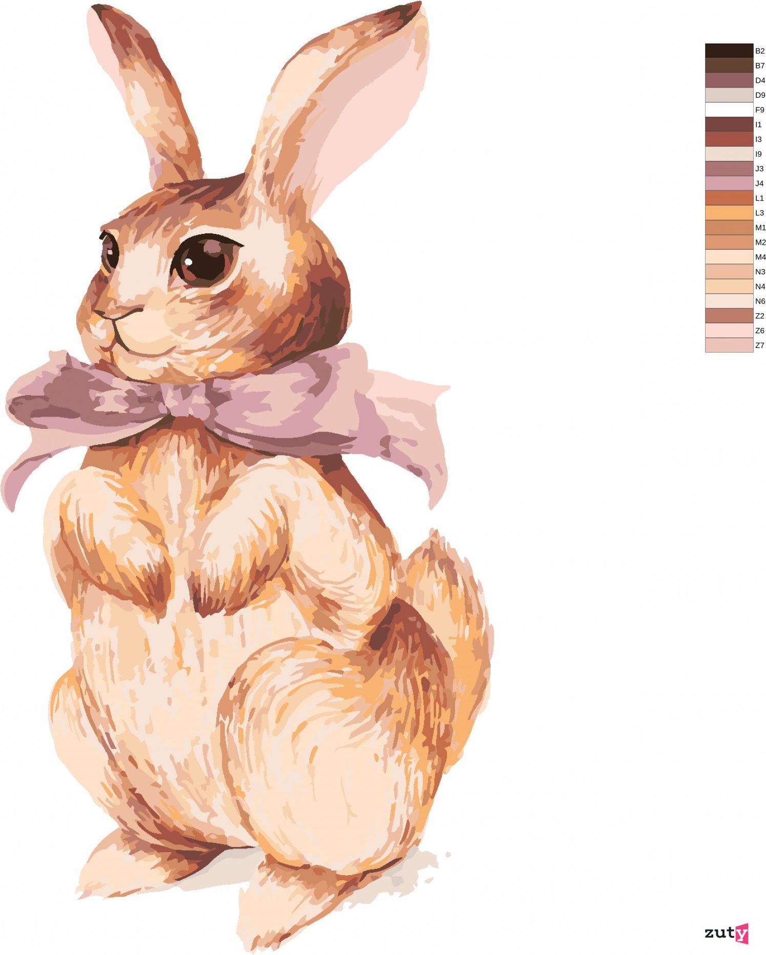zuty Malování podle čísel - KRÁLÍK S RŮŽOVOU MAŠLIČKOU - Rozměr: 40x50 cm, Rámování: Varianta: vypnuté plátno na rám - obrázek 10