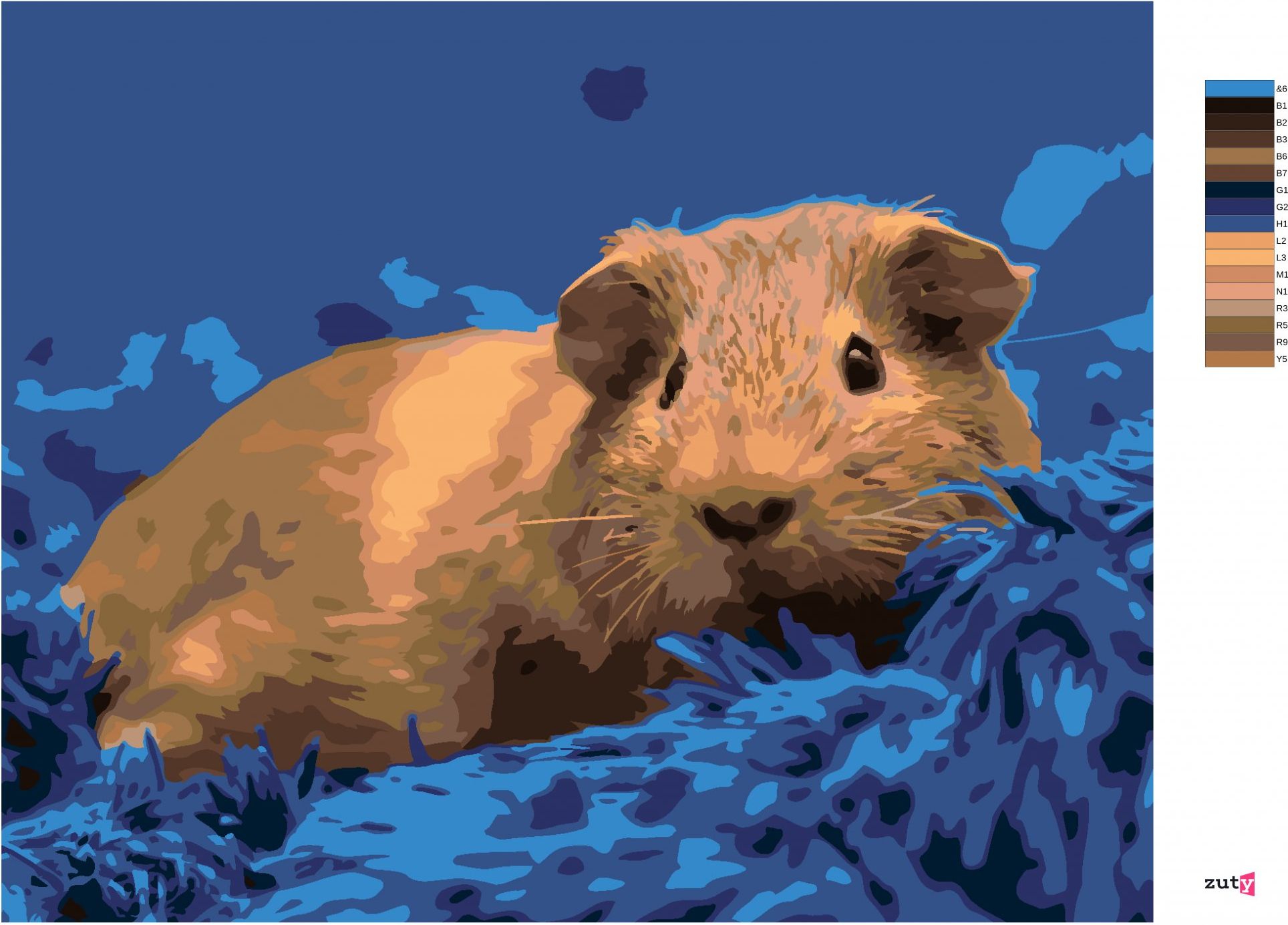 zuty Malování podle čísel - MORČE NA MODRÉM KOBERCI - Rozměr: 40x50 cm, Rámování: Varianta: bez rámu a bez vypnutí plátna - obrázek 10