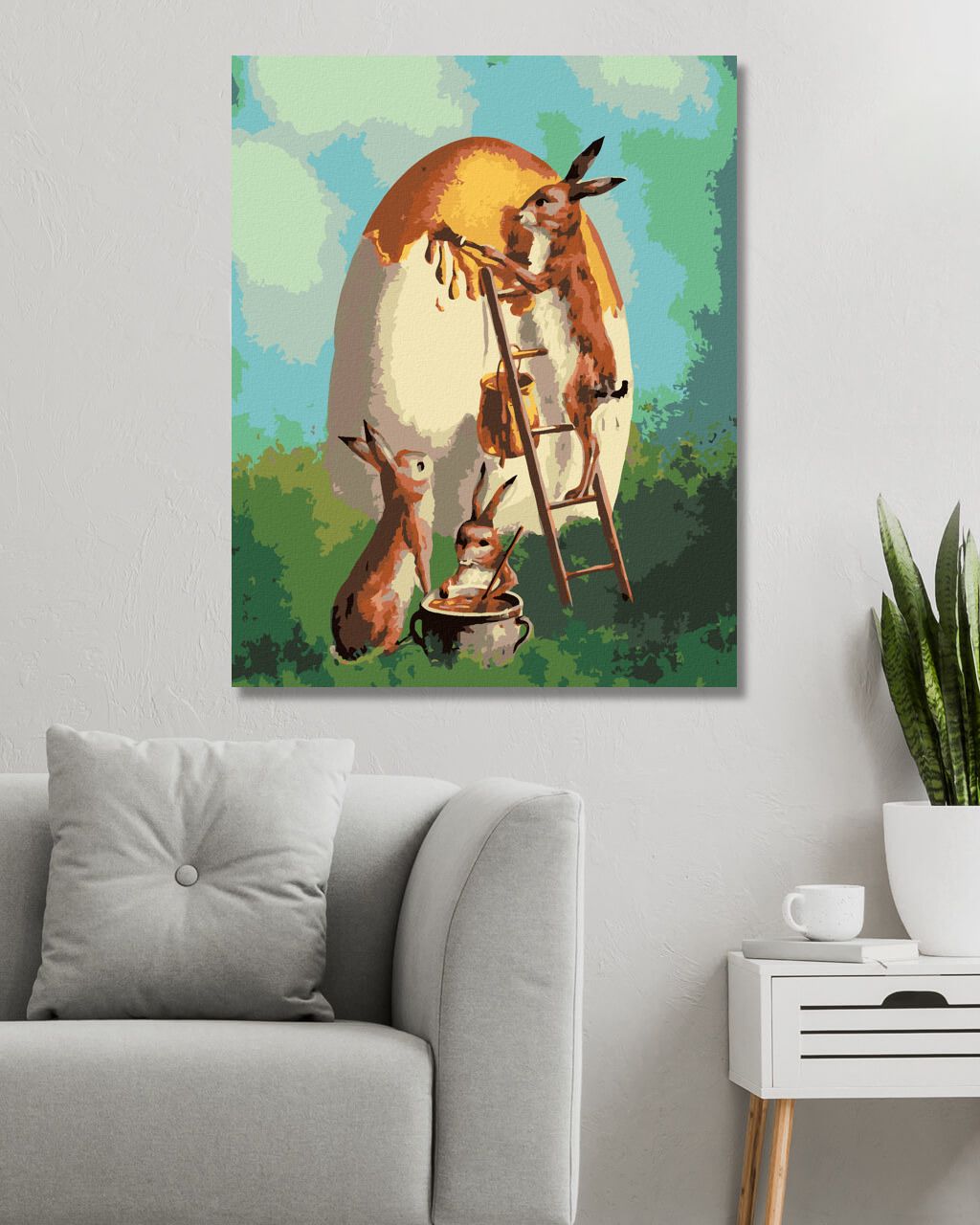 zuty Malování podle čísel - KRÁLÍCI MALUJÍCÍ VEJCE - Rozměr: 40x50 cm, Rámování: Varianta: bez rámu a bez vypnutí plátna - obrázek 6