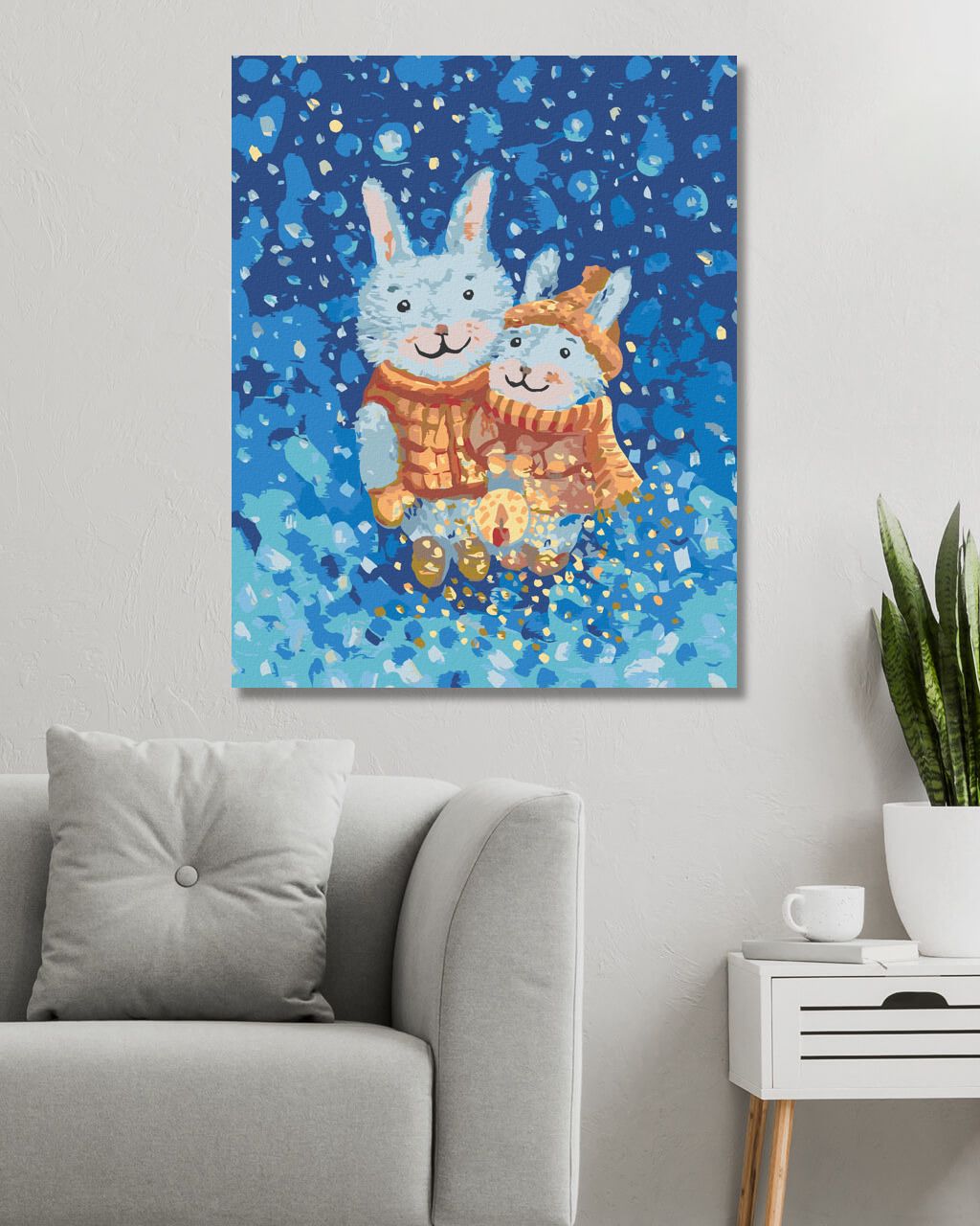 zuty Malování podle čísel - PÁR ZAJÍCŮ V ZIMĚ - Rozměr: 40x50 cm, Rámování: Varianta: bez rámu a bez vypnutí plátna - obrázek 4