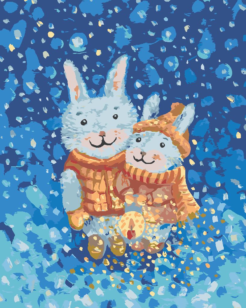 zuty Malování podle čísel - PÁR ZAJÍCŮ V ZIMĚ - Rozměr: 40x50 cm, Rámování: Varianta: bez rámu a bez vypnutí plátna - obrázek 9