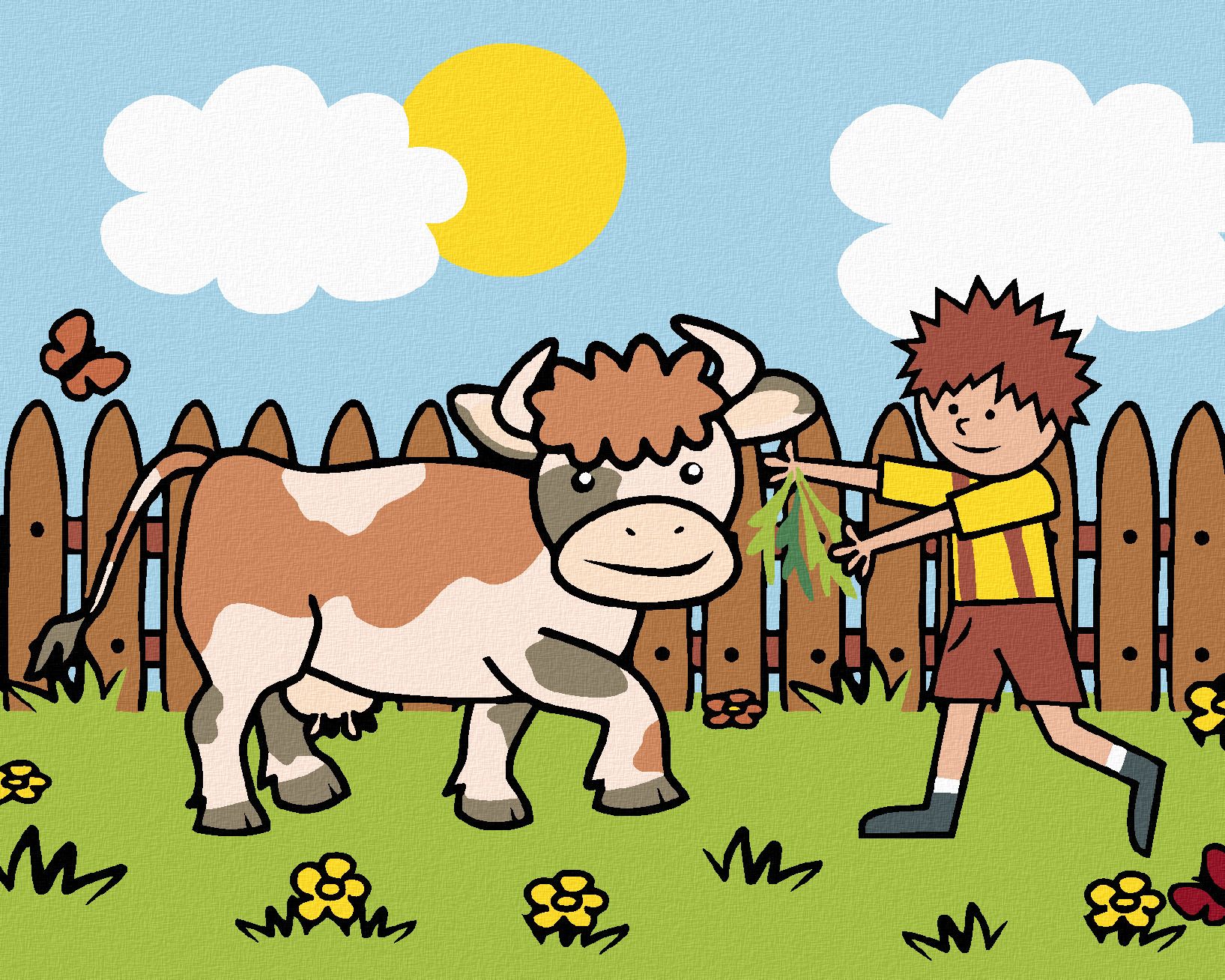 zuty Malování podle čísel - KLUK S KRÁVOU NA PASTVĚ - Rozměr: 40x50 cm, Rámování: Varianta: vypnuté plátno na rám - obrázek 1