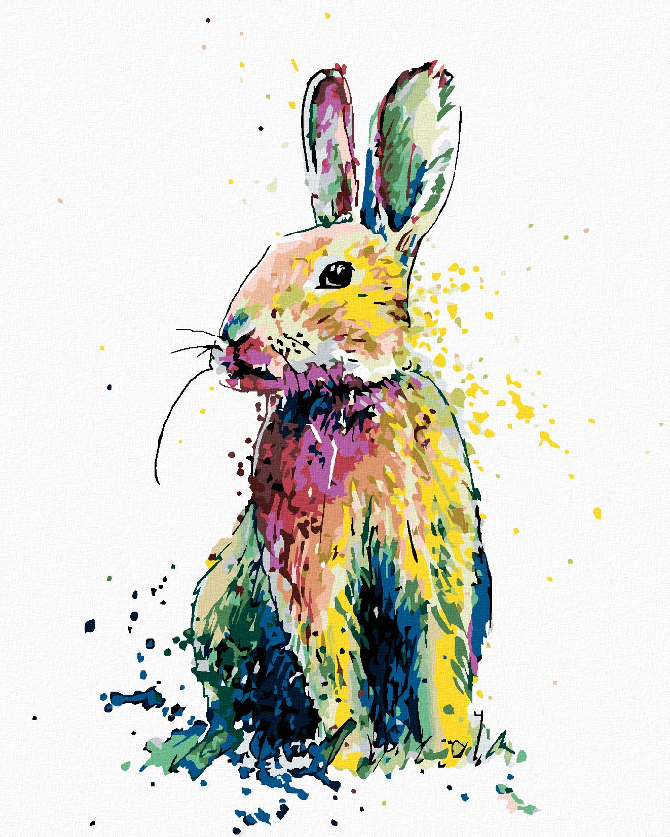 zuty Malování podle čísel - BAREVNÝ KRÁLÍK - Rozměr: 40x50 cm, Rámování: Varianta: vypnuté plátno na rám - obrázek 1