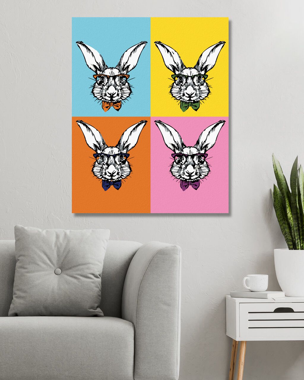 zuty Malování podle čísel - POP-ART KRÁLÍCI S BRÝLEMI - Rozměr: 40x50 cm, Rámování: Varianta: bez rámu a bez vypnutí plátna - obrázek 9
