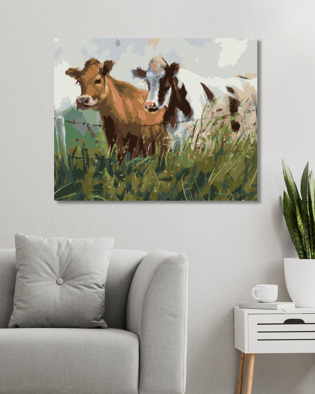 zuty Malování podle čísel - DVĚ KRÁVY V OHRADĚ - Rozměr: 40x50 cm, Rámování: Varianta: vypnuté plátno na rám - obrázek 6
