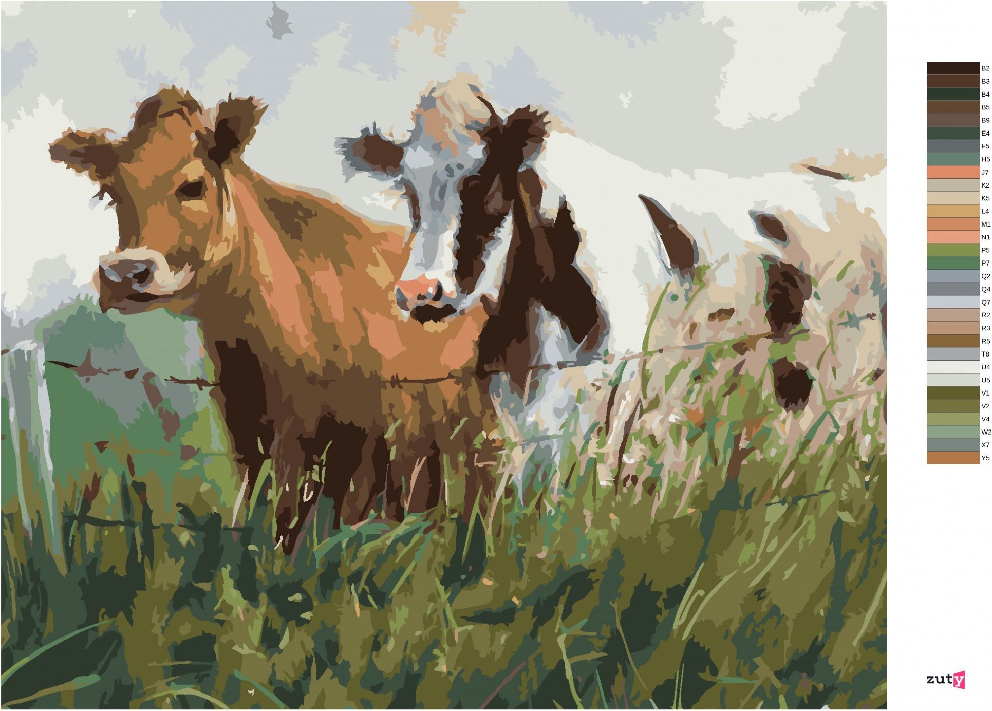 zuty Malování podle čísel - DVĚ KRÁVY V OHRADĚ - Rozměr: 40x50 cm, Rámování: Varianta: vypnuté plátno na rám - obrázek 9