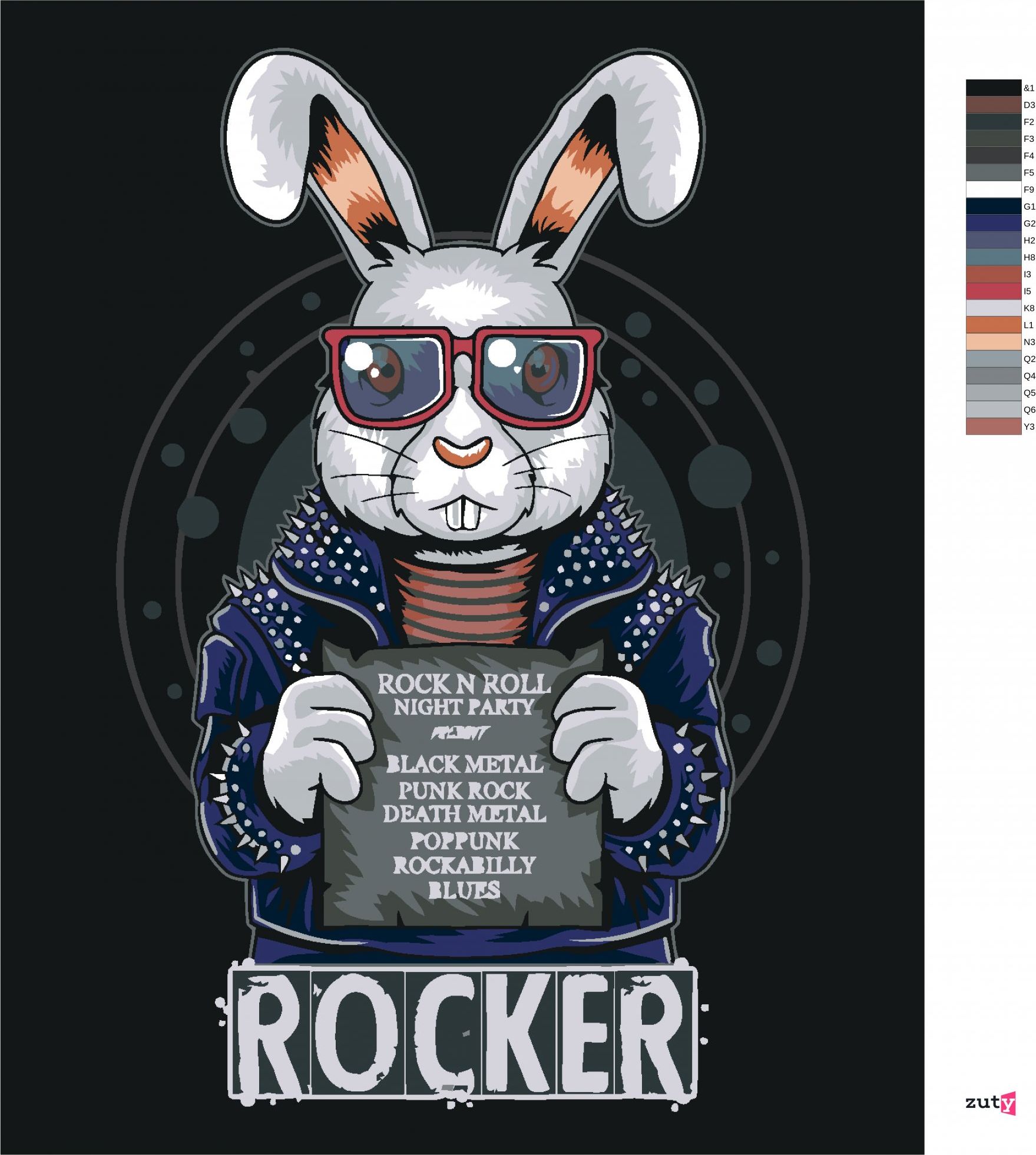 zuty Malování podle čísel - KRÁLÍK ROCKER - Rozměr: 40x50 cm, Rámování: Varianta: vypnuté plátno na rám - obrázek 8