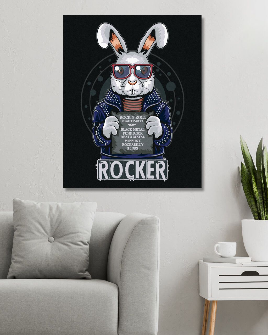 zuty Malování podle čísel - KRÁLÍK ROCKER - Rozměr: 40x50 cm, Rámování: Varianta: vypnuté plátno na rám - obrázek 9