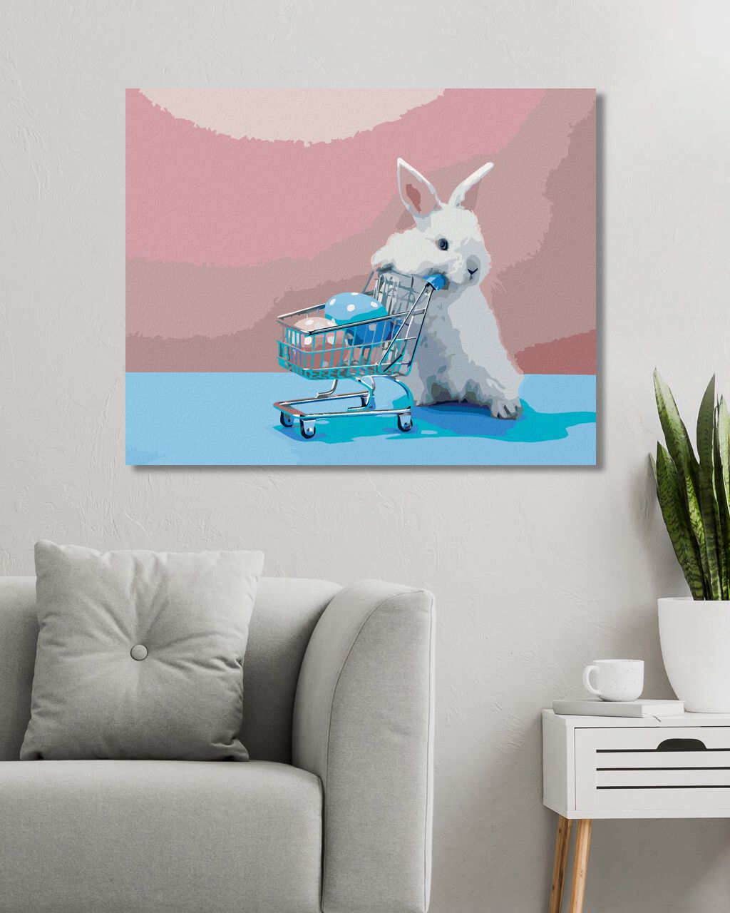 zuty Malování podle čísel - KRÁLÍK A NÁKUPNÍ VOZÍK - Rozměr: 40x50 cm, Rámování: Varianta: vypnuté plátno na rám - obrázek 4