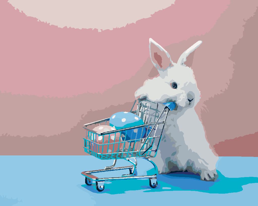zuty Malování podle čísel - KRÁLÍK A NÁKUPNÍ VOZÍK - Rozměr: 40x50 cm, Rámování: Varianta: vypnuté plátno na rám - obrázek 8