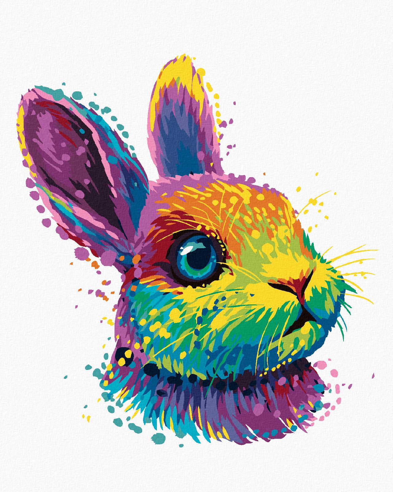 zuty Malování podle čísel - POP-ART PORTRÉT KRÁLÍKA - Rozměr: 40x50 cm, Rámování: Varianta: vypnuté plátno na rám - obrázek 1