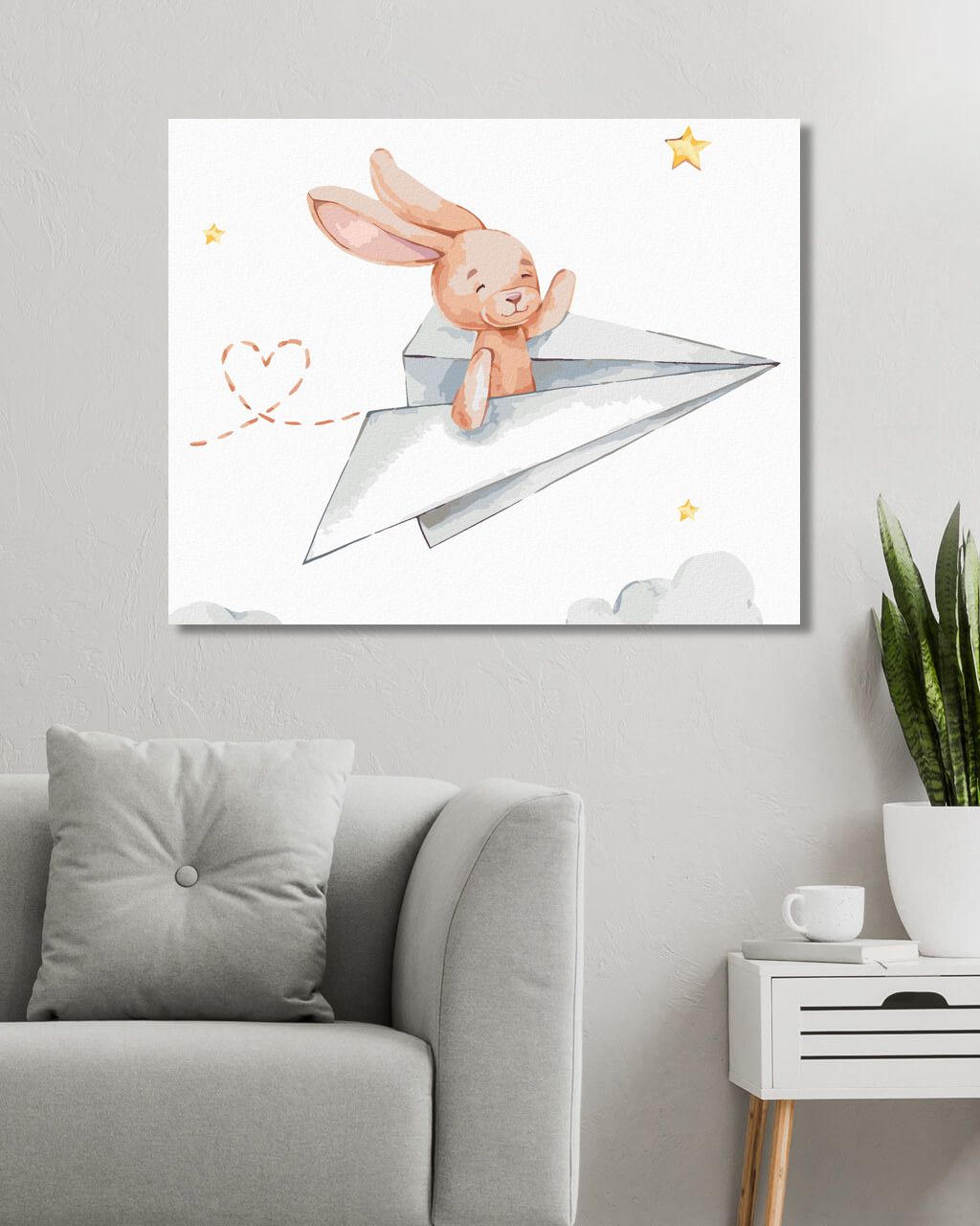 zuty Malování podle čísel - ZAJÍC V PAPÍROVÉM LETADLE - Rozměr: 40x50 cm, Rámování: Varianta: bez rámu a bez vypnutí plátna - obrázek 8