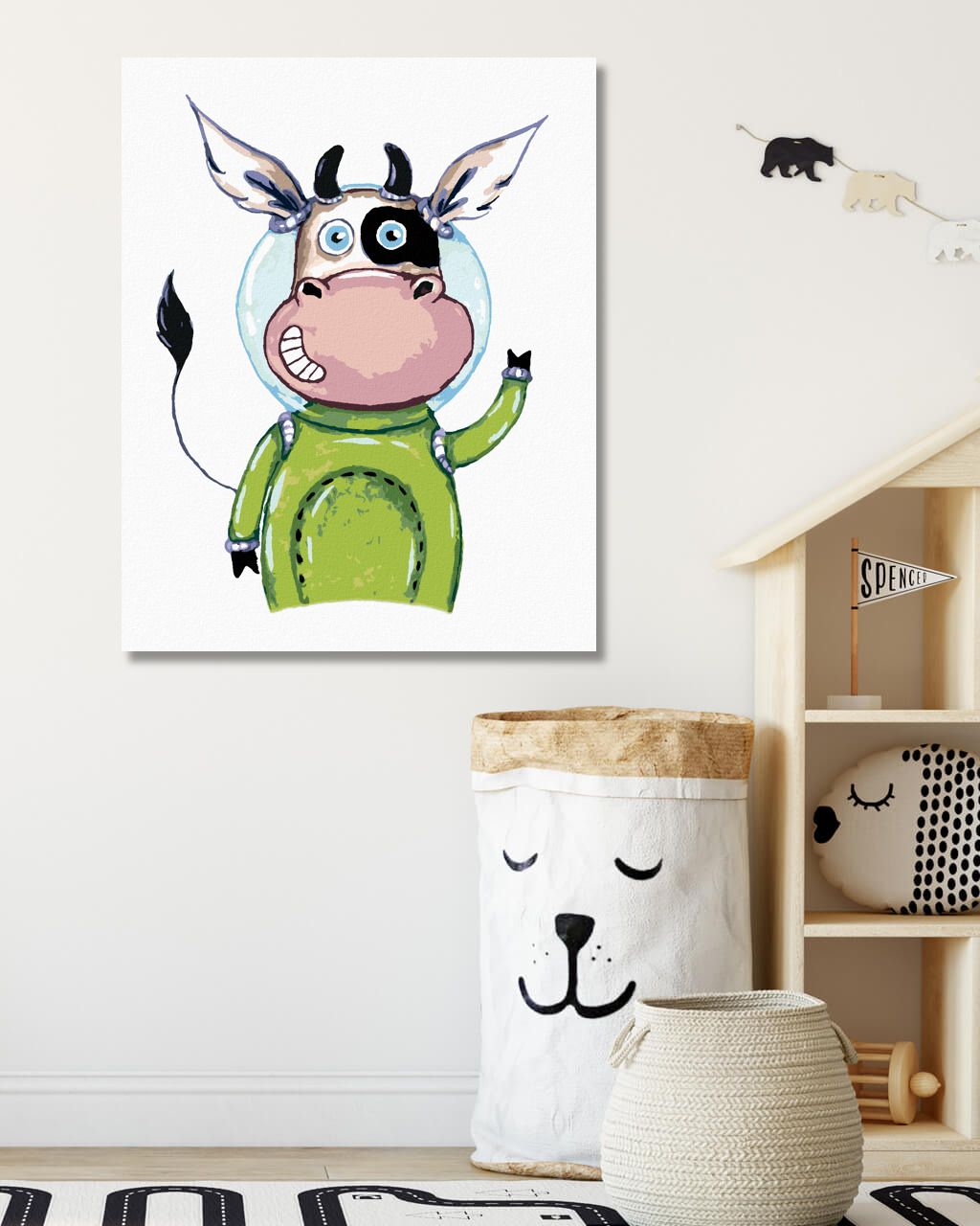 zuty Malování podle čísel - KRÁVA KOSMONAUTEM - Rozměr: 40x50 cm, Rámování: Varianta: bez rámu a bez vypnutí plátna - obrázek 6