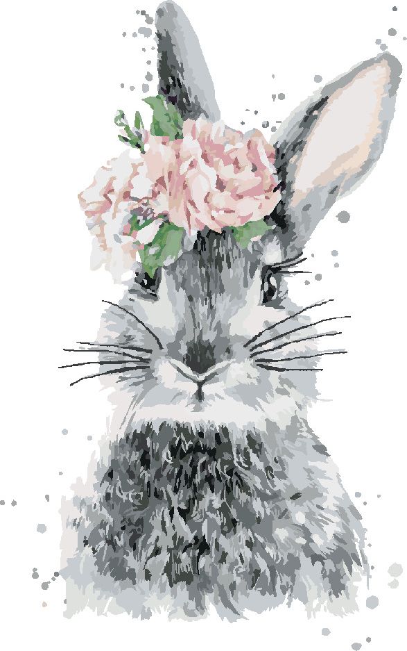 zuty Malování podle čísel - KRÁLÍK S KVĚTINKAMI - Rozměr: 40x50 cm, Rámování: Varianta: vypnuté plátno na rám - obrázek 2