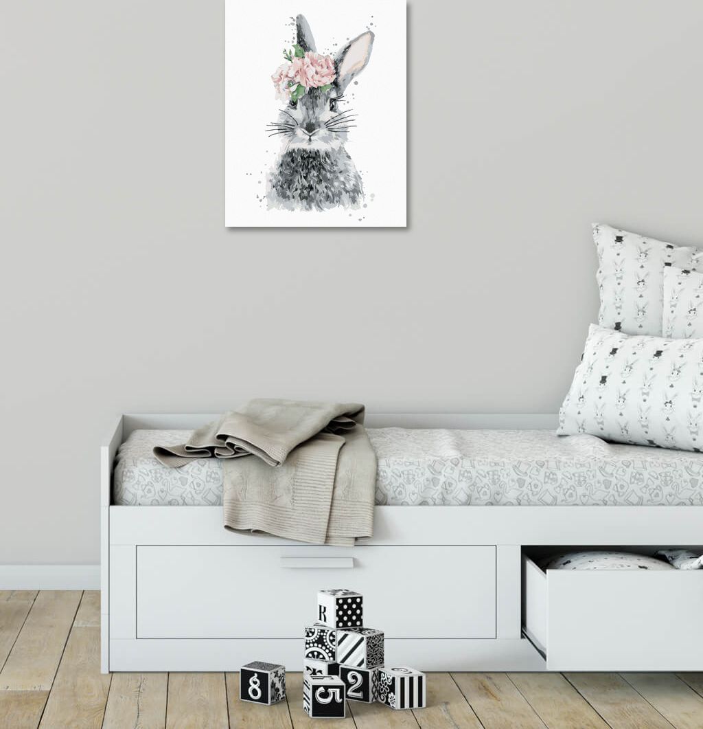 zuty Malování podle čísel - KRÁLÍK S KVĚTINKAMI - Rozměr: 40x50 cm, Rámování: Varianta: vypnuté plátno na rám - obrázek 9