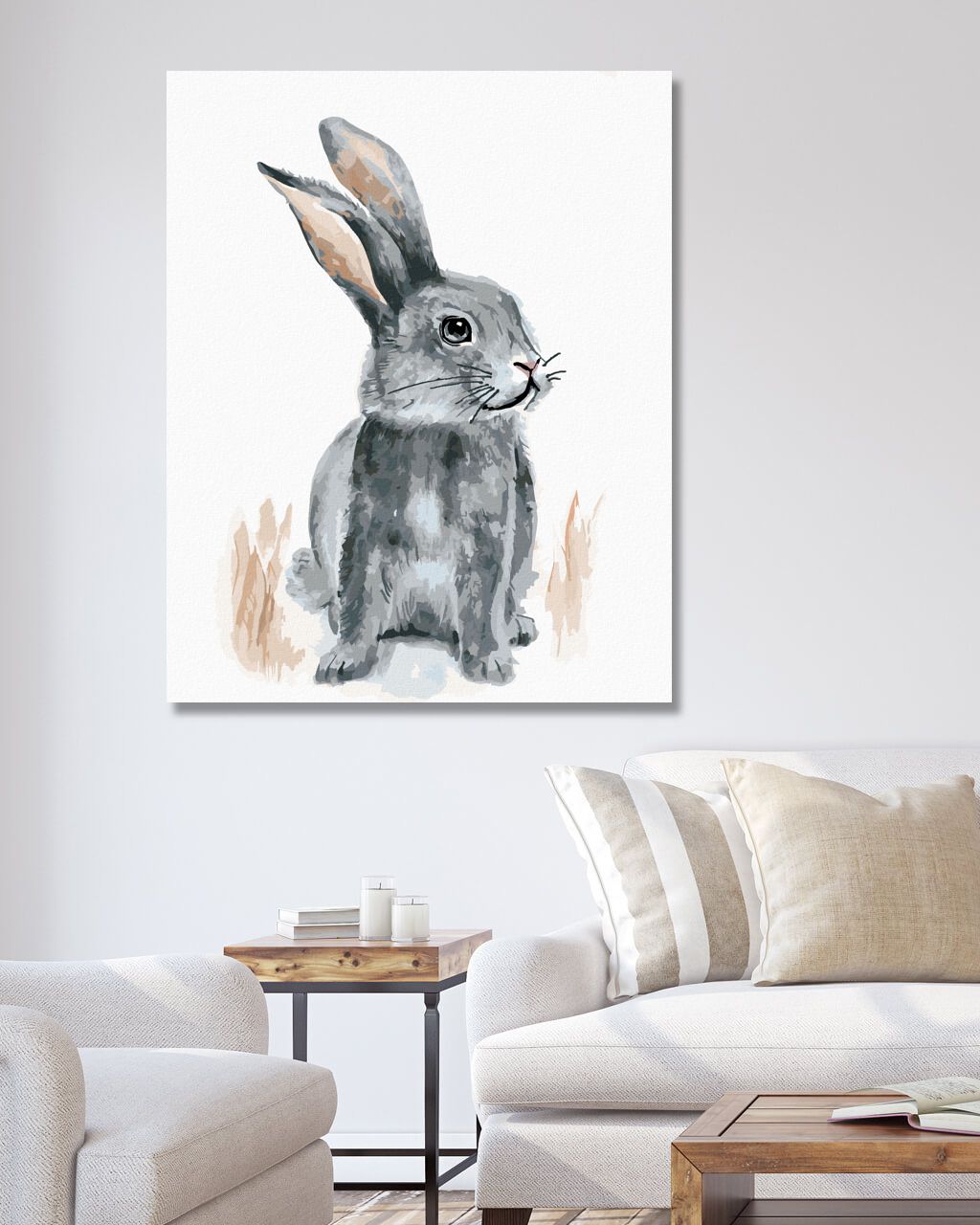 zuty Malování podle čísel - KRÁLÍK SEDÍCÍ NA POLI - Rozměr: 40x50 cm, Rámování: Varianta: bez rámu a bez vypnutí plátna - obrázek 3
