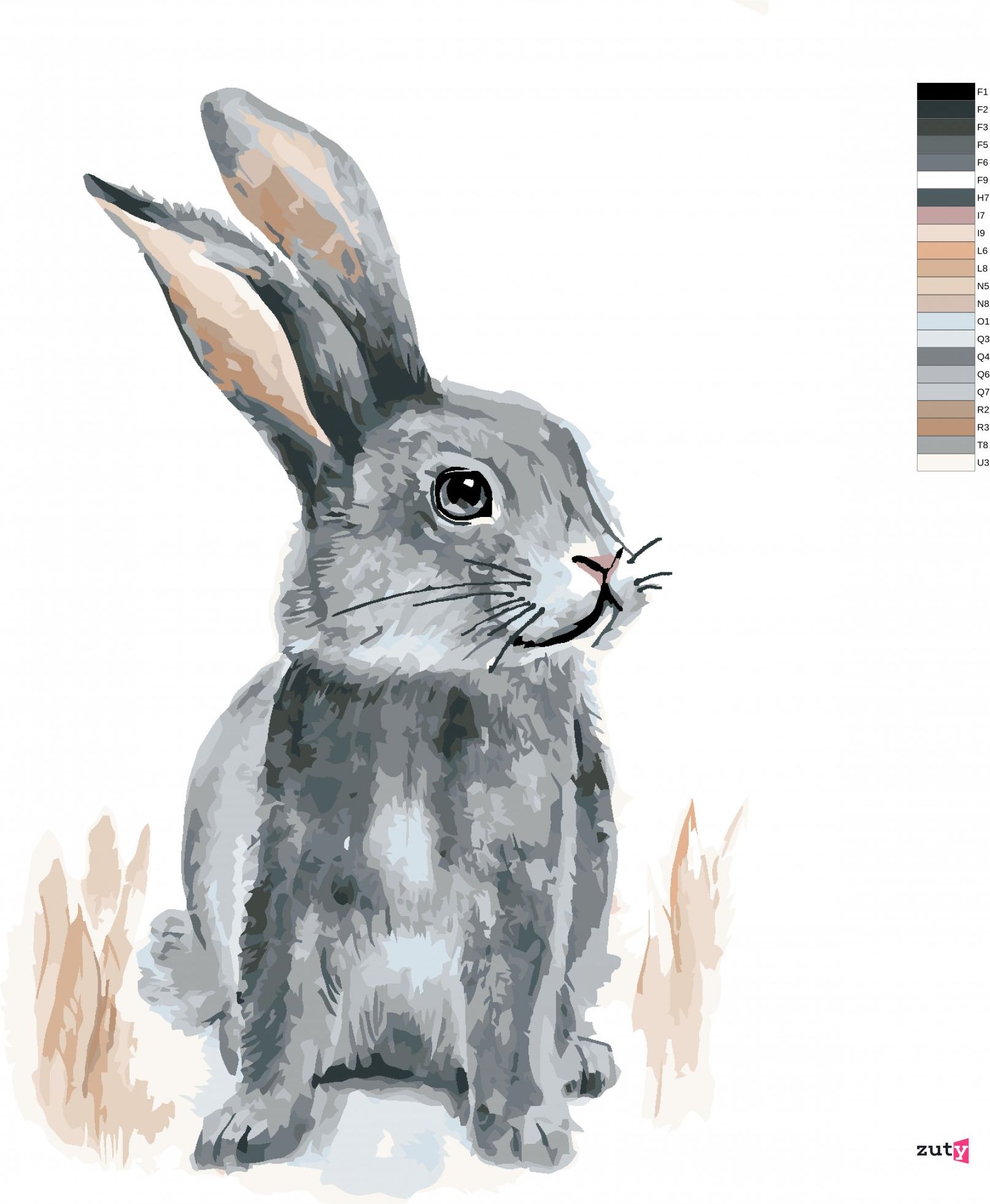 zuty Malování podle čísel - KRÁLÍK SEDÍCÍ NA POLI - Rozměr: 40x50 cm, Rámování: Varianta: bez rámu a bez vypnutí plátna - obrázek 8