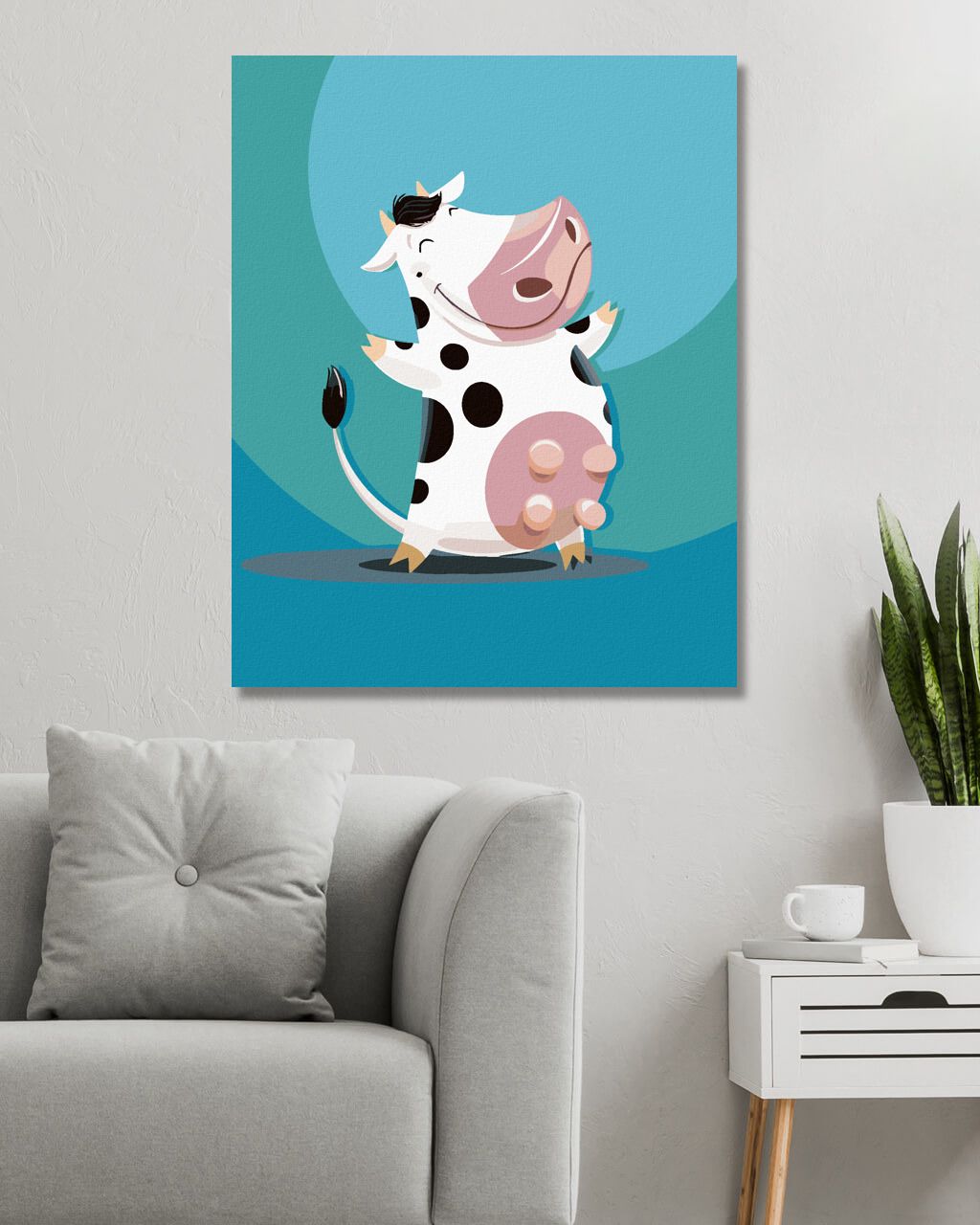 zuty Malování podle čísel - USMÍVAJÍCÍ SE KRÁVA - Rozměr: 40x50 cm, Rámování: Varianta: vypnuté plátno na rám - obrázek 2