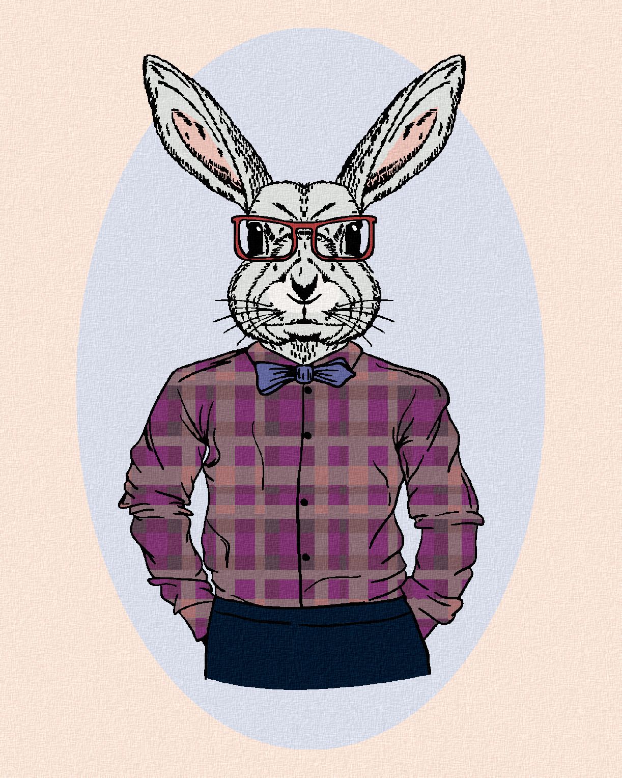 zuty Malování podle čísel - KRÁLÍK HIPSTER - Rozměr: 40x50 cm, Rámování: Varianta: bez rámu a bez vypnutí plátna - obrázek 1