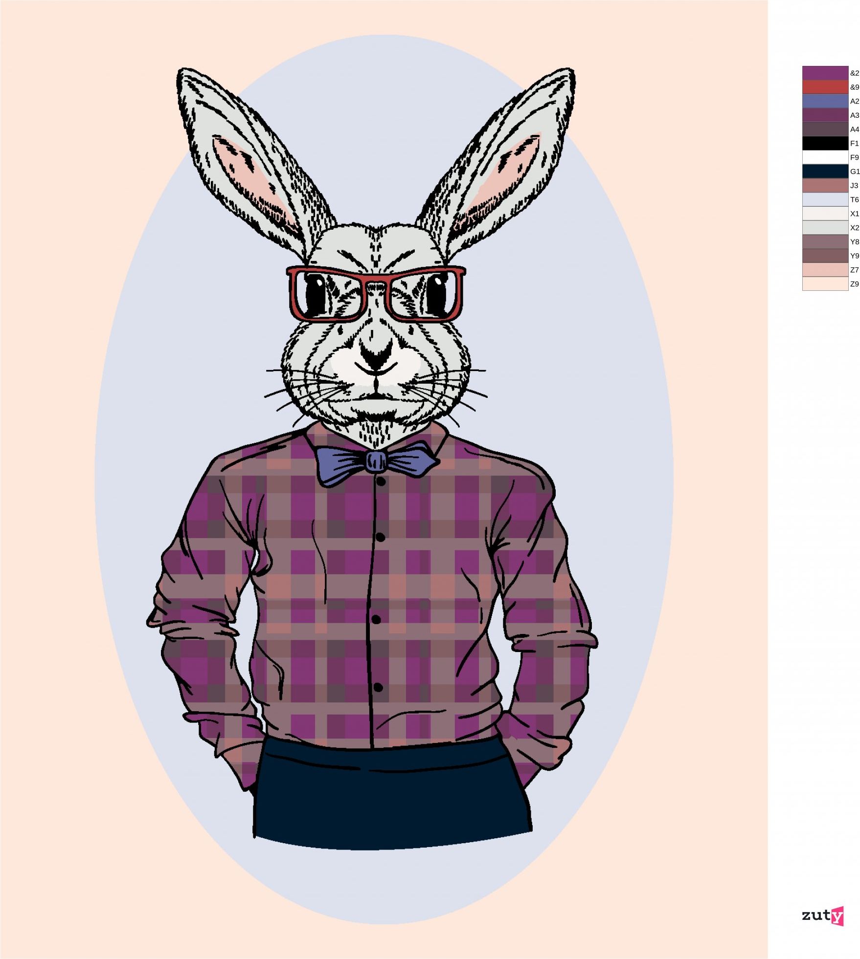 zuty Malování podle čísel - KRÁLÍK HIPSTER - Rozměr: 40x50 cm, Rámování: Varianta: bez rámu a bez vypnutí plátna - obrázek 8
