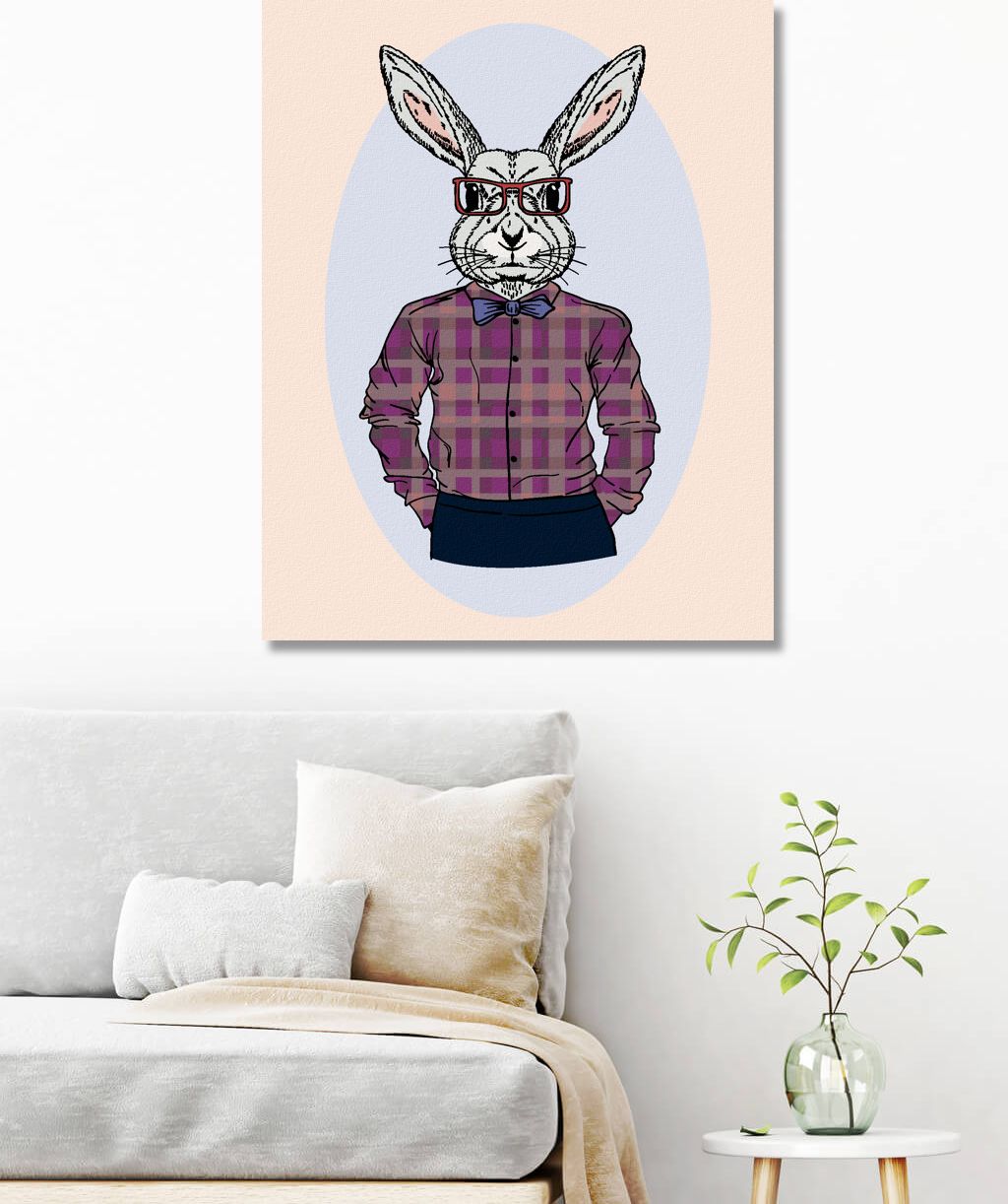 zuty Malování podle čísel - KRÁLÍK HIPSTER - Rozměr: 40x50 cm, Rámování: Varianta: vypnuté plátno na rám - obrázek 3