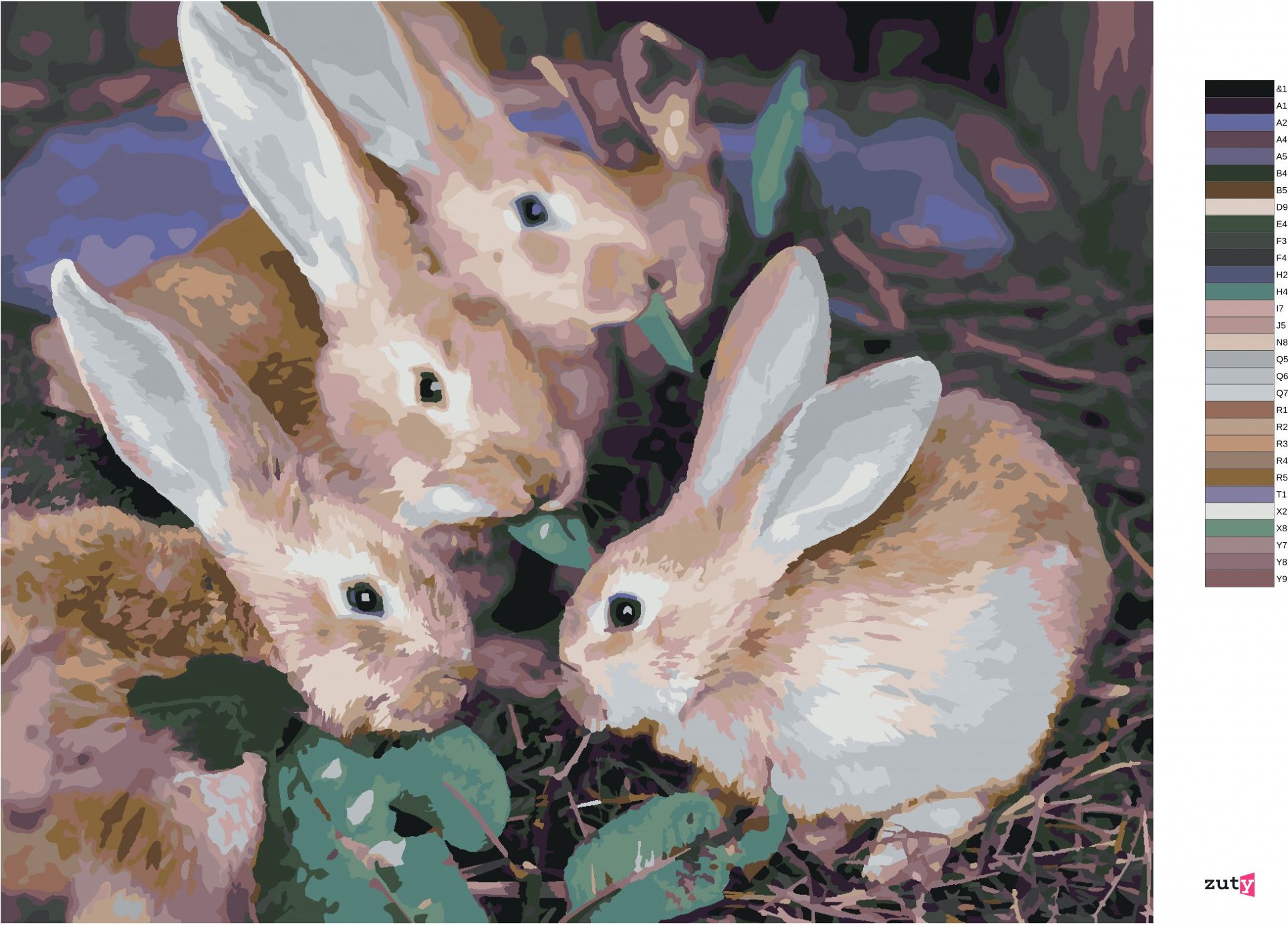 zuty Malování podle čísel - KRÁLIČÍ PARTA - Rozměr: 40x50 cm, Rámování: Varianta: vypnuté plátno na rám - obrázek 7