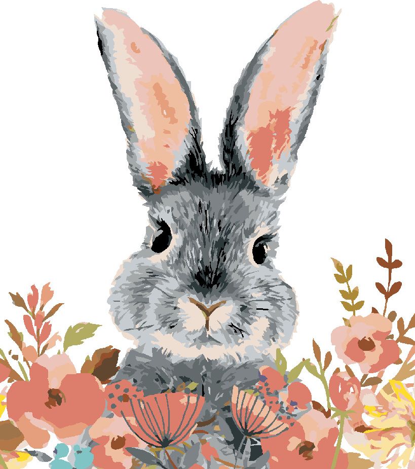 zuty Malování podle čísel - KRÁLÍK S BAREVNÝMI KVĚTINKAMI - Rozměr: 40x50 cm, Rámování: Varianta: vypnuté plátno na rám - obrázek 9