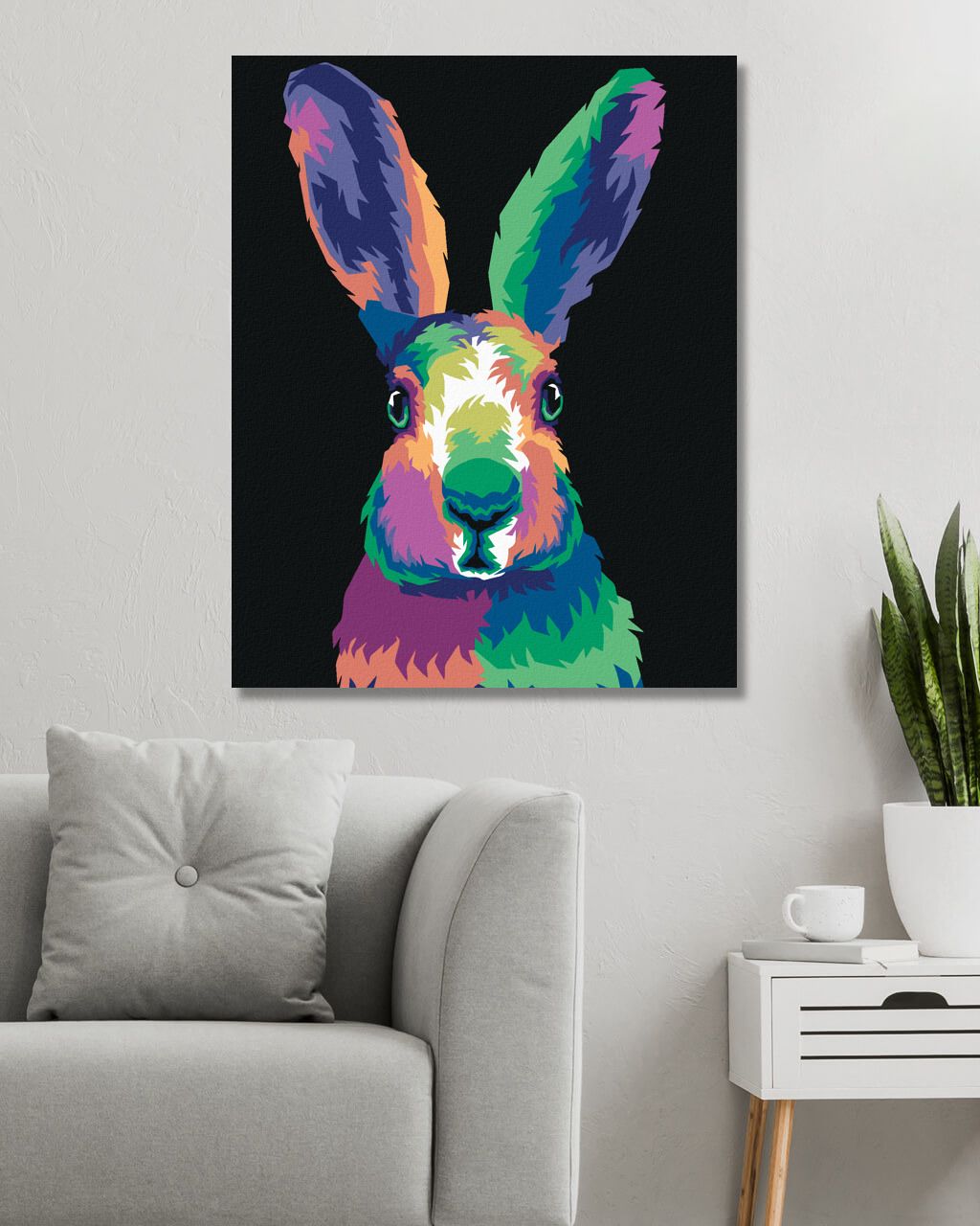 zuty Malování podle čísel - POP-ART KRÁLÍK NA ČERNÉM POZADÍ - Rozměr: 40x50 cm, Rámování: Varianta: vypnuté plátno na rám - obrázek 3