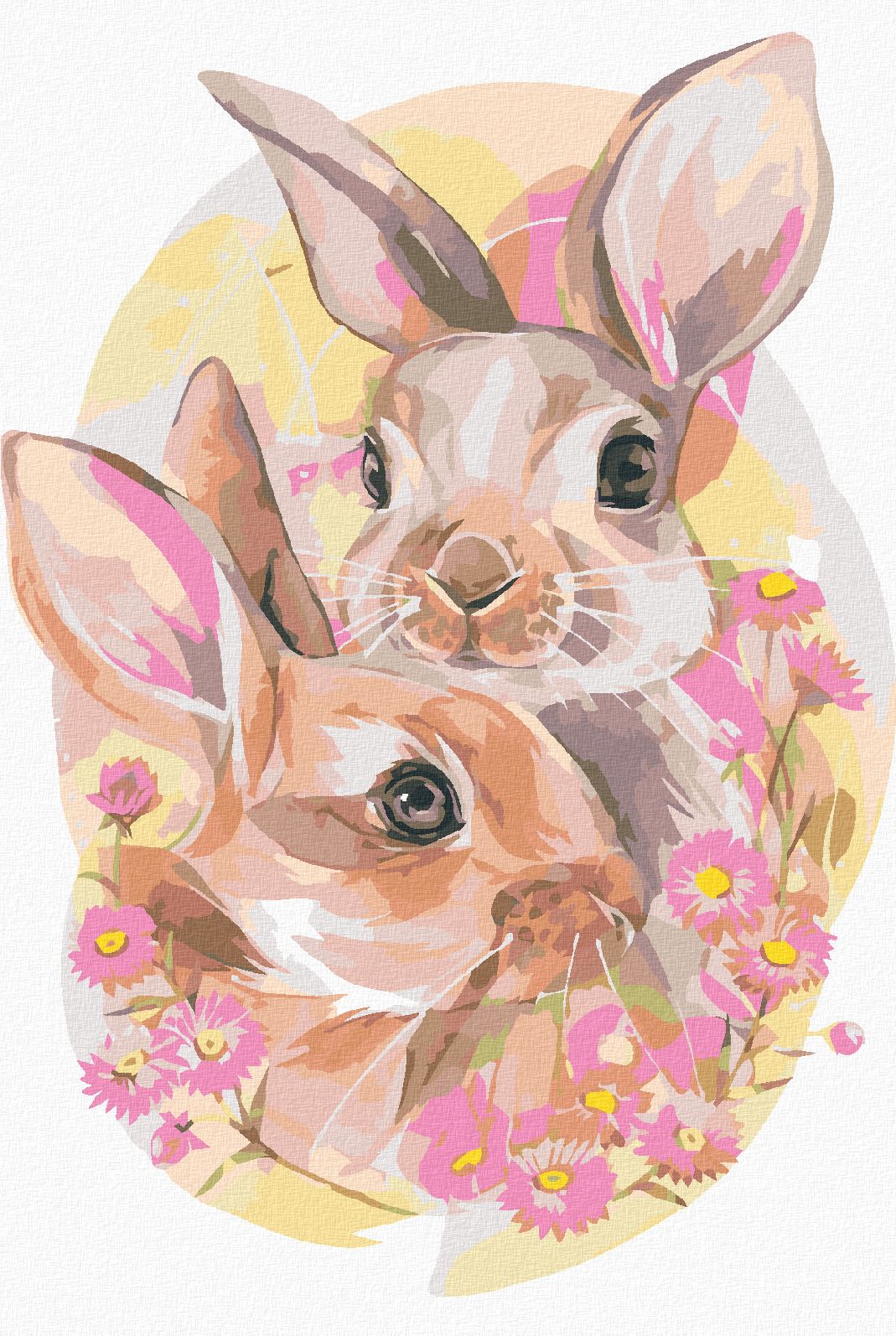 zuty Malování podle čísel - ZAMILOVANÝ PÁR KRÁLÍKŮ - Rozměr: 40x50 cm, Rámování: Varianta: bez rámu a bez vypnutí plátna - obrázek 1