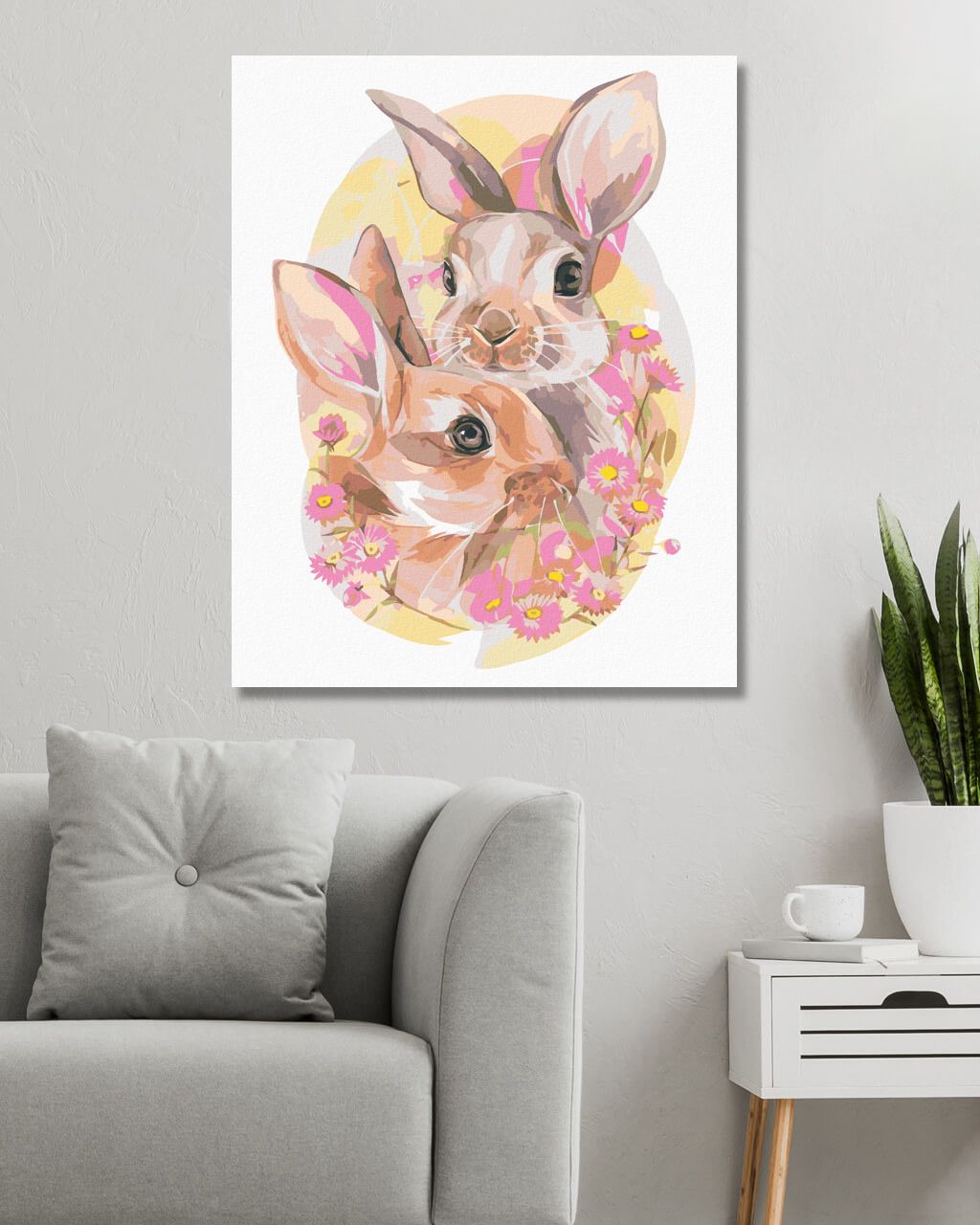 zuty Malování podle čísel - ZAMILOVANÝ PÁR KRÁLÍKŮ - Rozměr: 40x50 cm, Rámování: Varianta: bez rámu a bez vypnutí plátna - obrázek 3