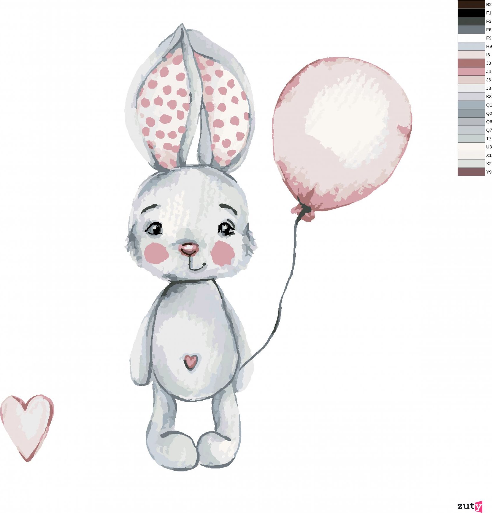 zuty Malování podle čísel - KRÁLÍK S BALÓNKEM - Rozměr: 40x50 cm, Rámování: Varianta: bez rámu a bez vypnutí plátna - obrázek 4