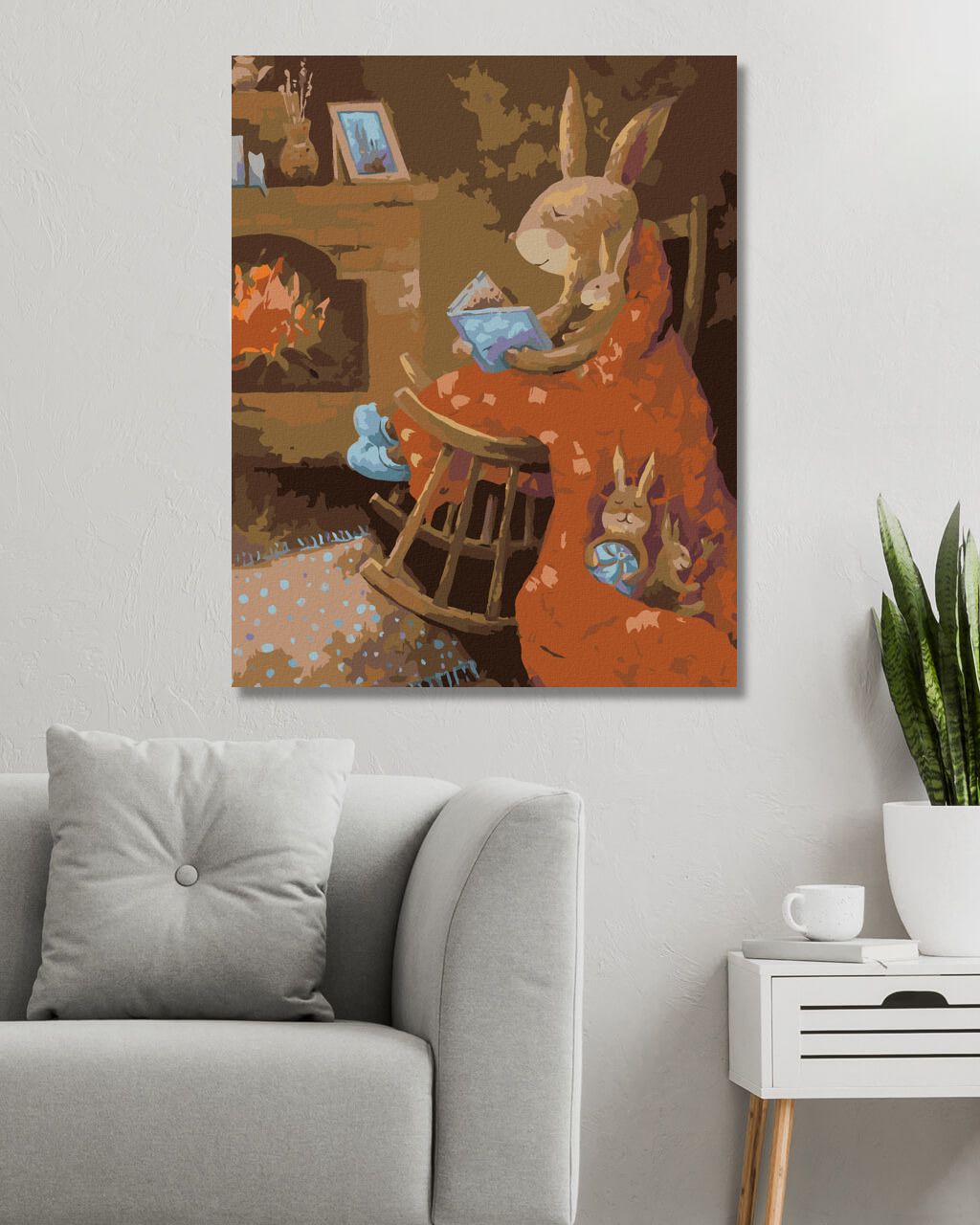 zuty Malování podle čísel - ZAJÍC ČTE KNÍŽKU - Rozměr: 40x50 cm, Rámování: Varianta: bez rámu a bez vypnutí plátna - obrázek 5