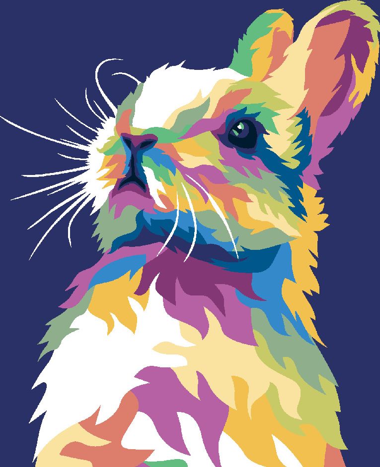 zuty Malování podle čísel - POP-ART KRÁLÍK NA MODRÉM POZADÍ - Rozměr: 40x50 cm, Rámování: Varianta: bez rámu a bez vypnutí plátna - obrázek 9
