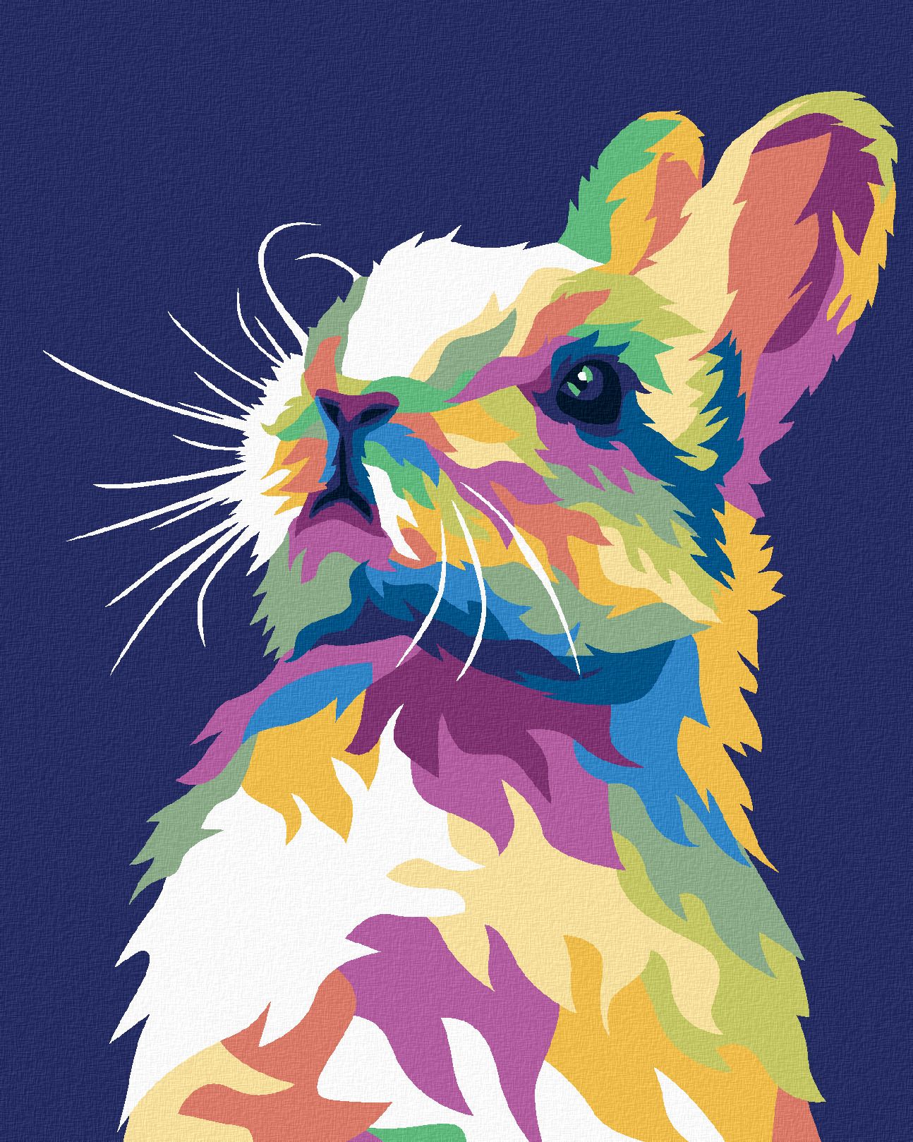zuty Malování podle čísel - POP-ART KRÁLÍK NA MODRÉM POZADÍ - Rozměr: 40x50 cm, Rámování: Varianta: vypnuté plátno na rám - obrázek 1