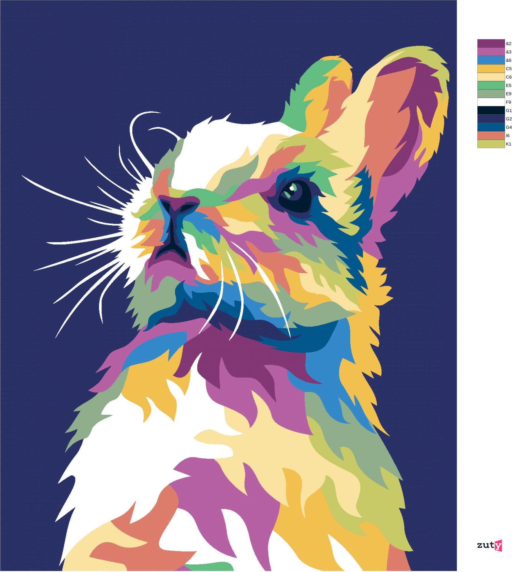 zuty Malování podle čísel - POP-ART KRÁLÍK NA MODRÉM POZADÍ - Rozměr: 40x50 cm, Rámování: Varianta: vypnuté plátno na rám - obrázek 5