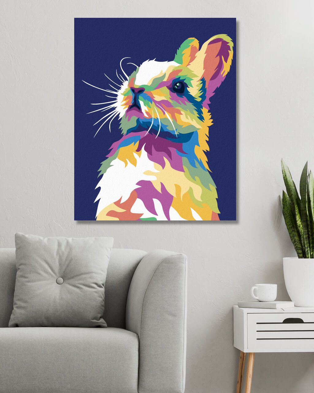 zuty Malování podle čísel - POP-ART KRÁLÍK NA MODRÉM POZADÍ - Rozměr: 40x50 cm, Rámování: Varianta: vypnuté plátno na rám - obrázek 7
