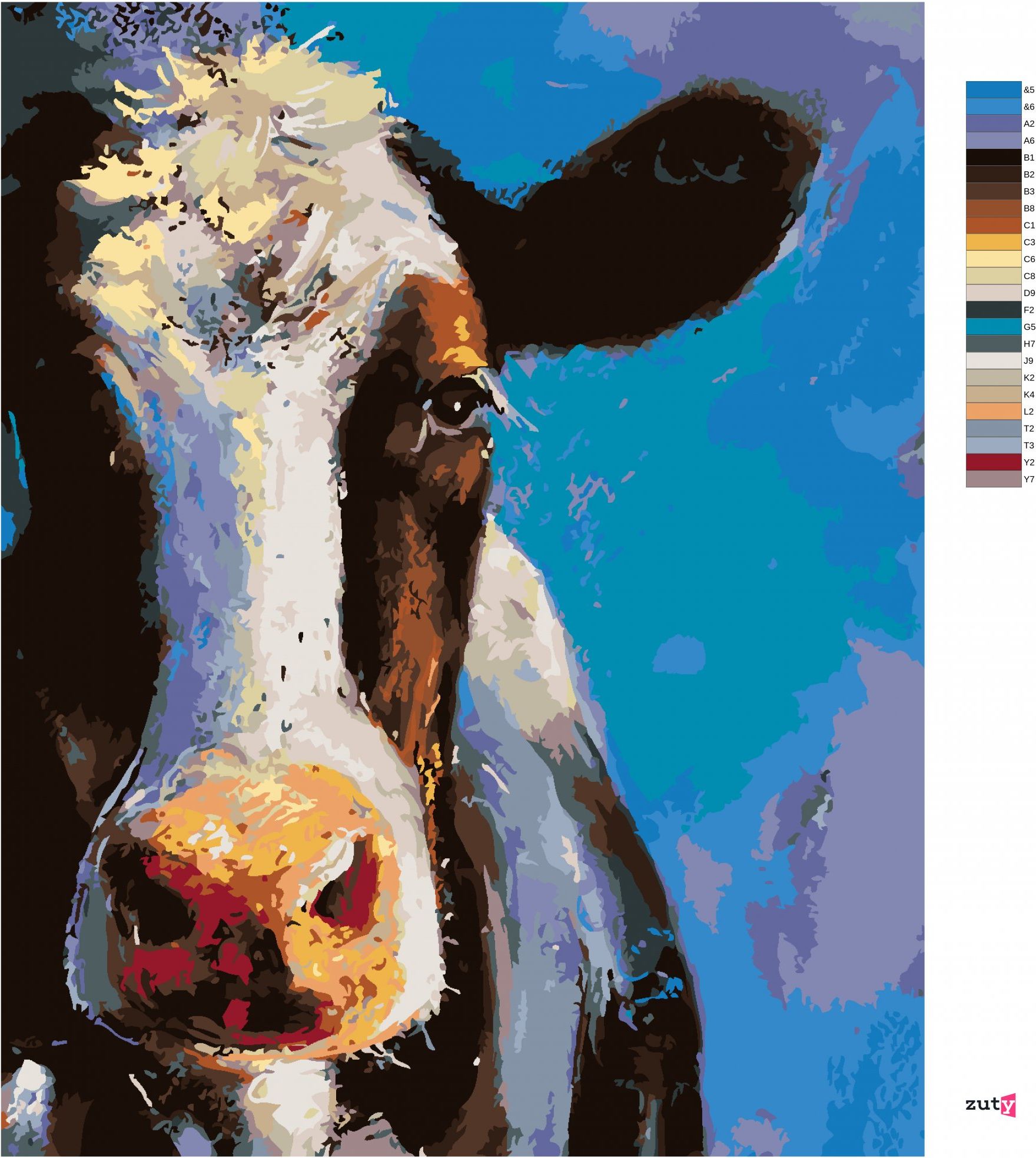 zuty Malování podle čísel - PORTRÉT KRÁVY - Rozměr: 40x50 cm, Rámování: Varianta: vypnuté plátno na rám - obrázek 8