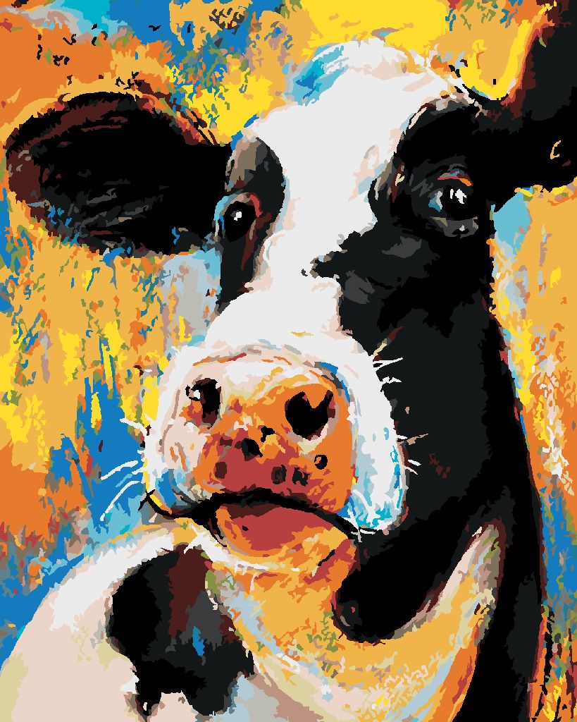 zuty Malování podle čísel - BAREVNÁ KRÁVA - Rozměr: 40x50 cm, Rámování: Varianta: bez rámu a bez vypnutí plátna - obrázek 6